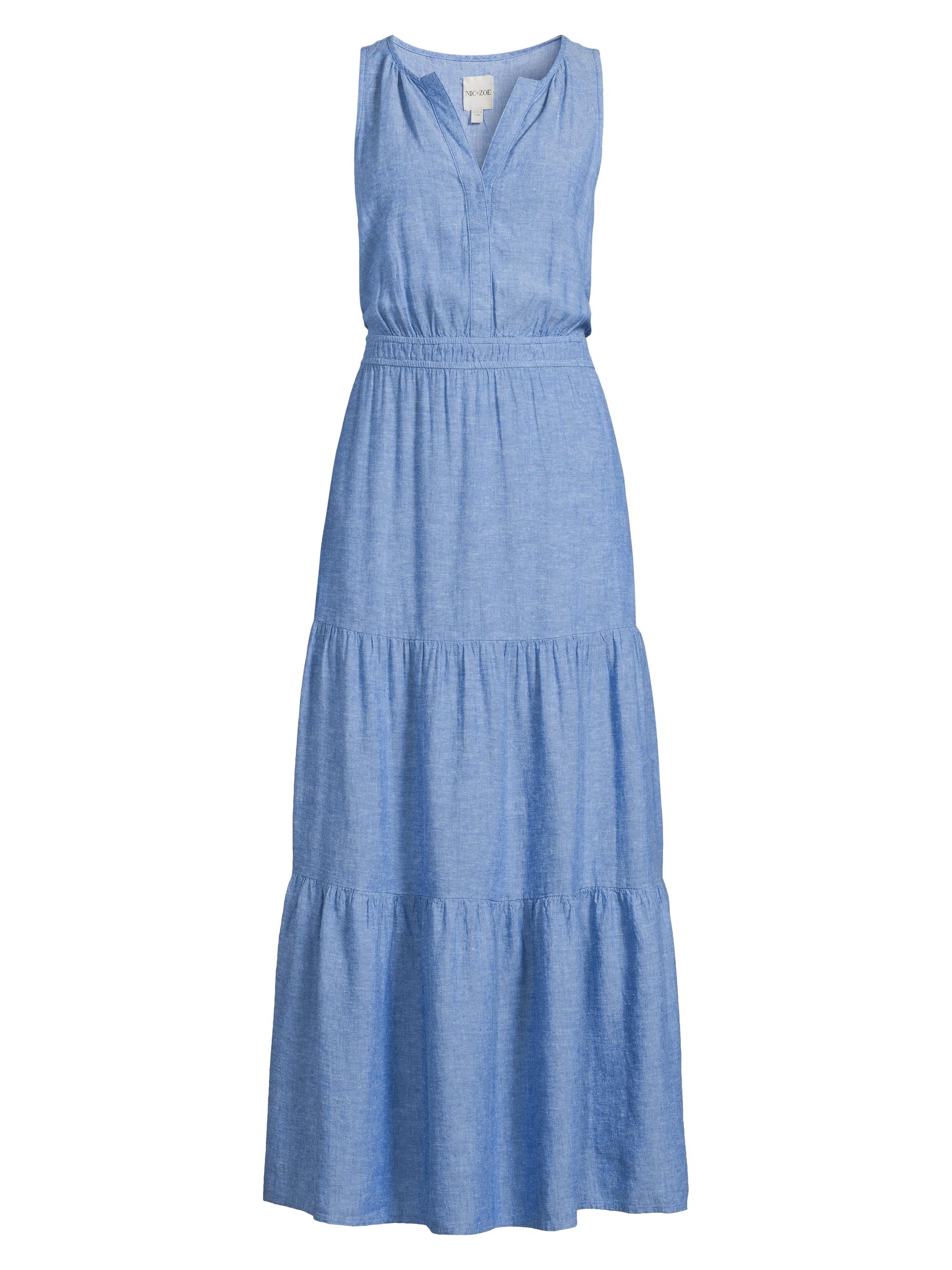 NIC+ZOE Women's Rumba Linen Daydream Maxi Dress - Blue Mix