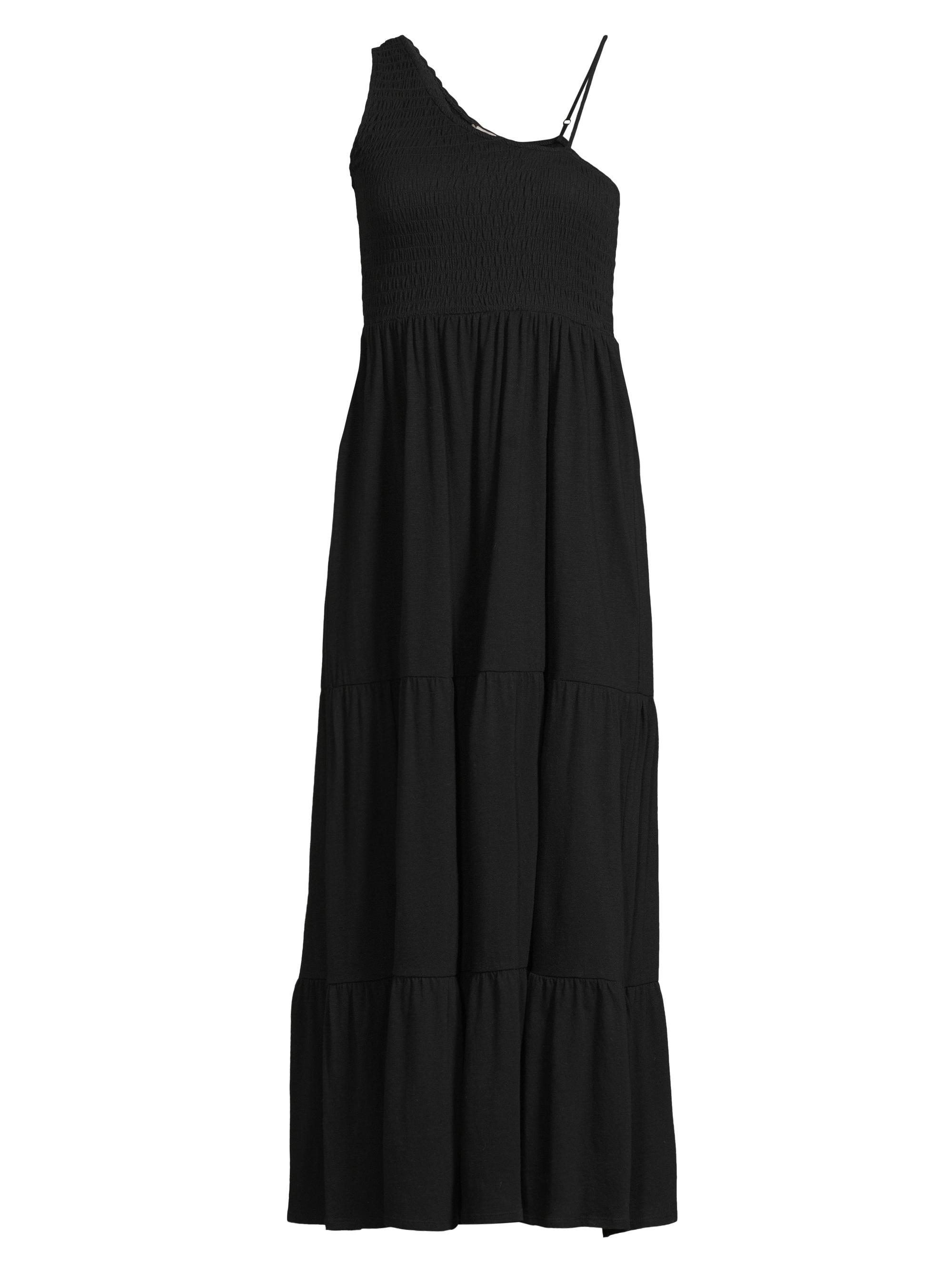 NIC+ZOE Women's One-Shoulder Smocked Midi-Dress - Black