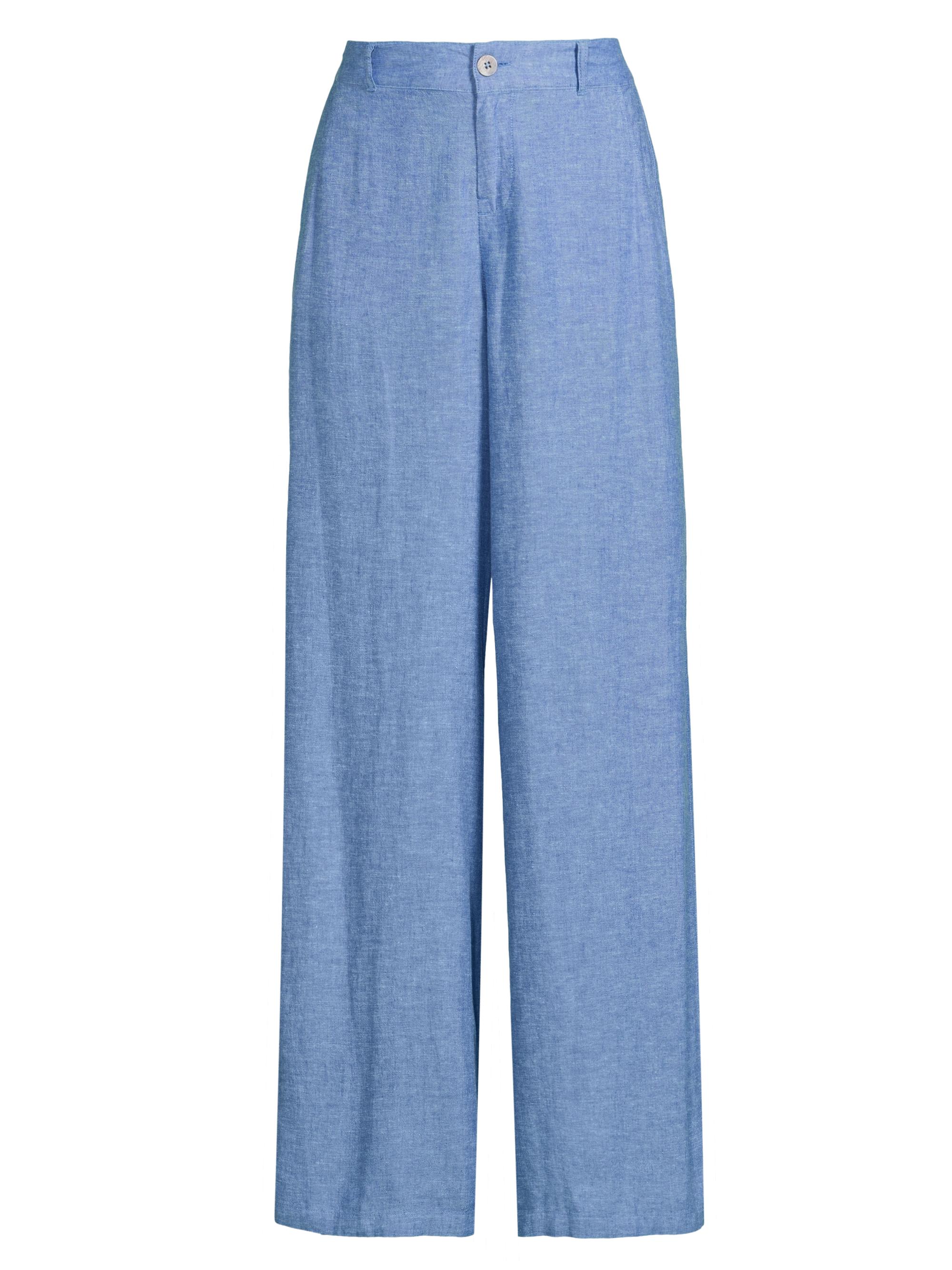 NIC+ZOE Women's Rumba Linen-Blend Trousers - Blue Mix