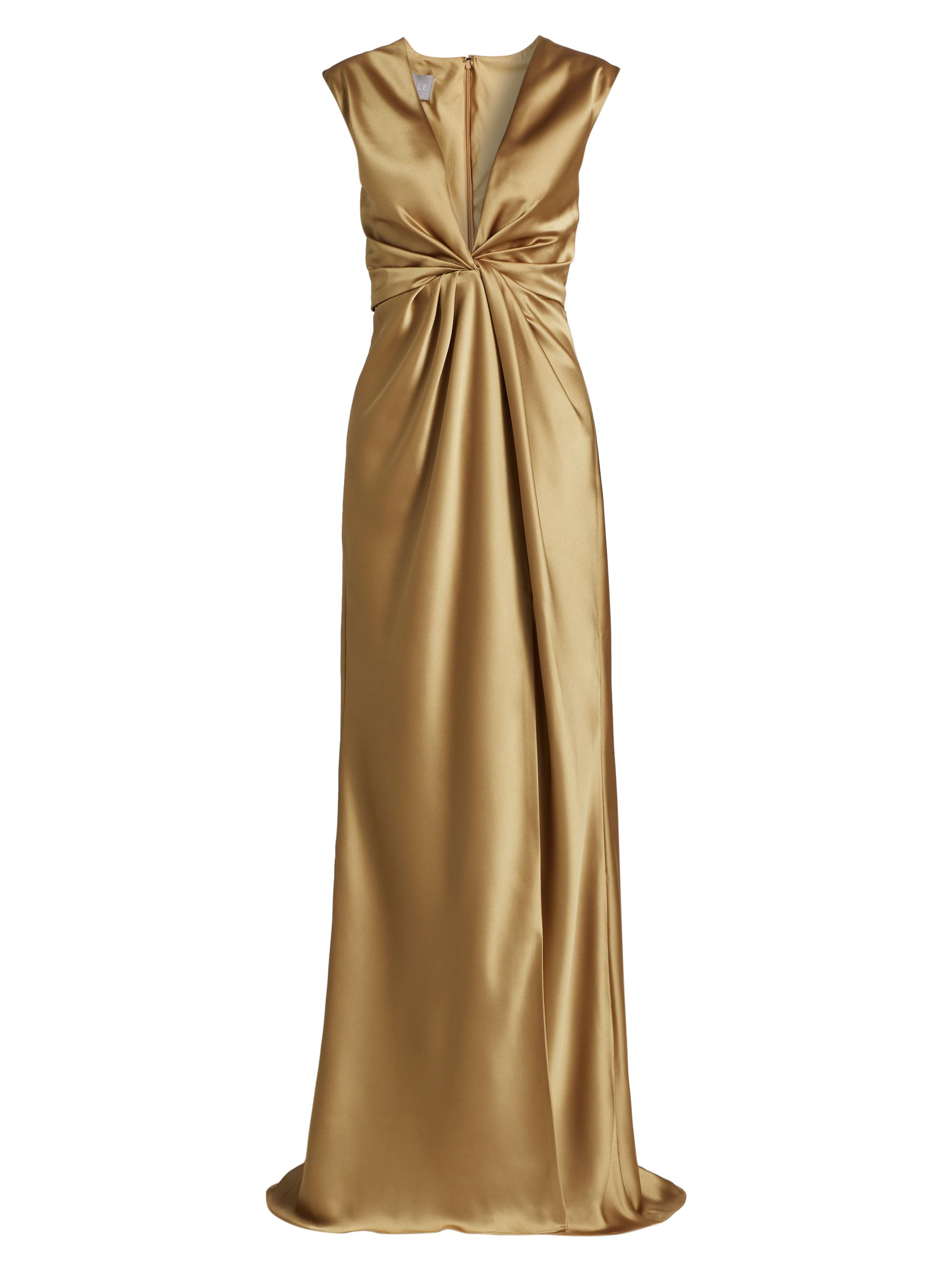 Amsale Women's Satin V-Neck Gown - Gold