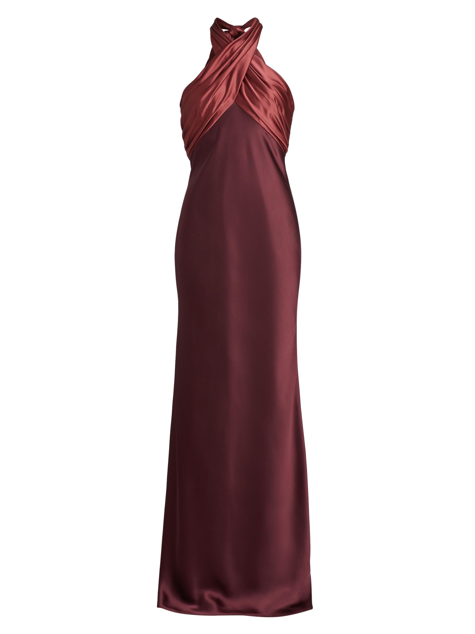 Amsale Women's Halterneck Satin-Trimmed Gown - Ruby Cayen