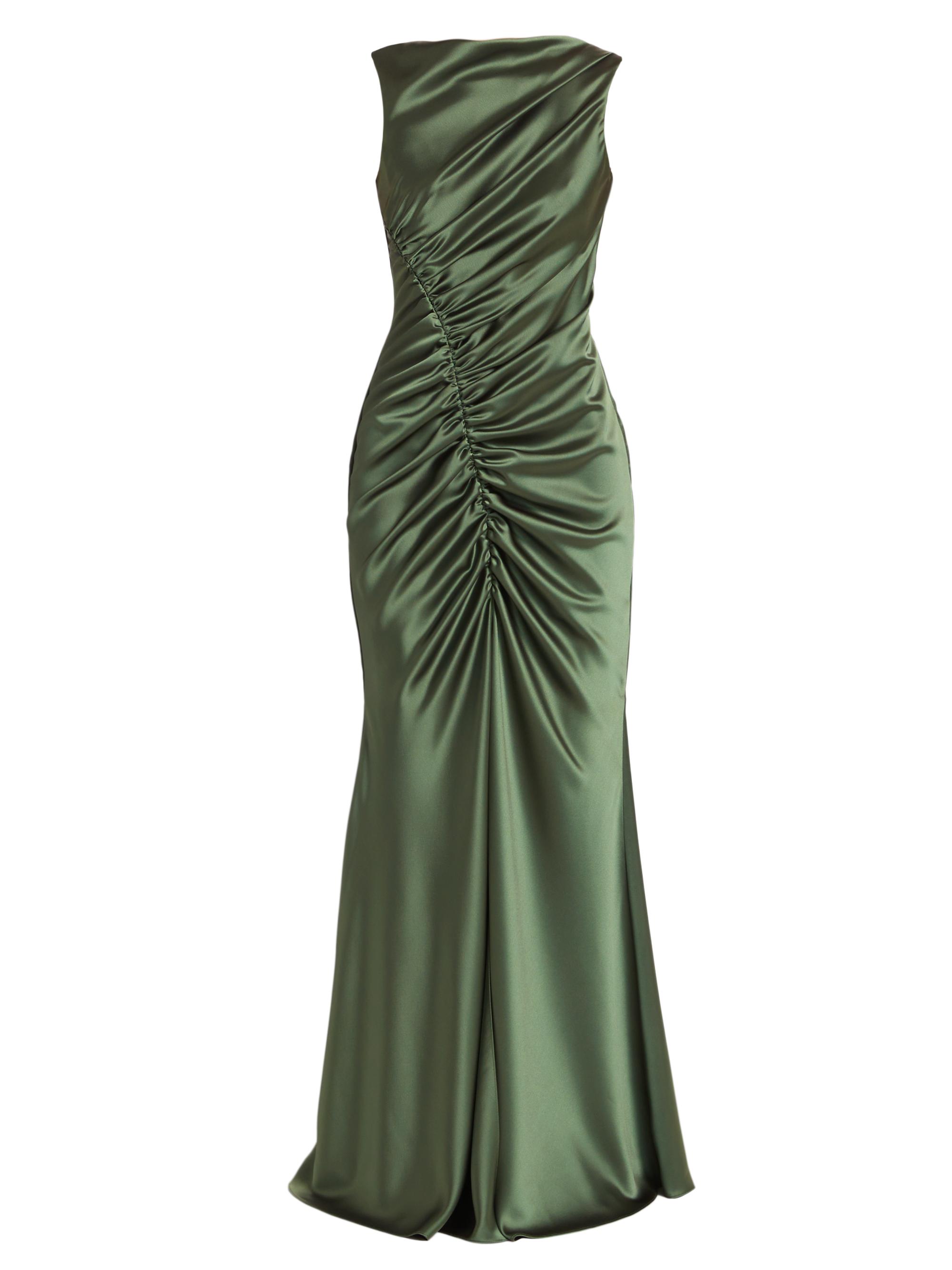 Amsale Women's Ruched Satin Gown - Olive