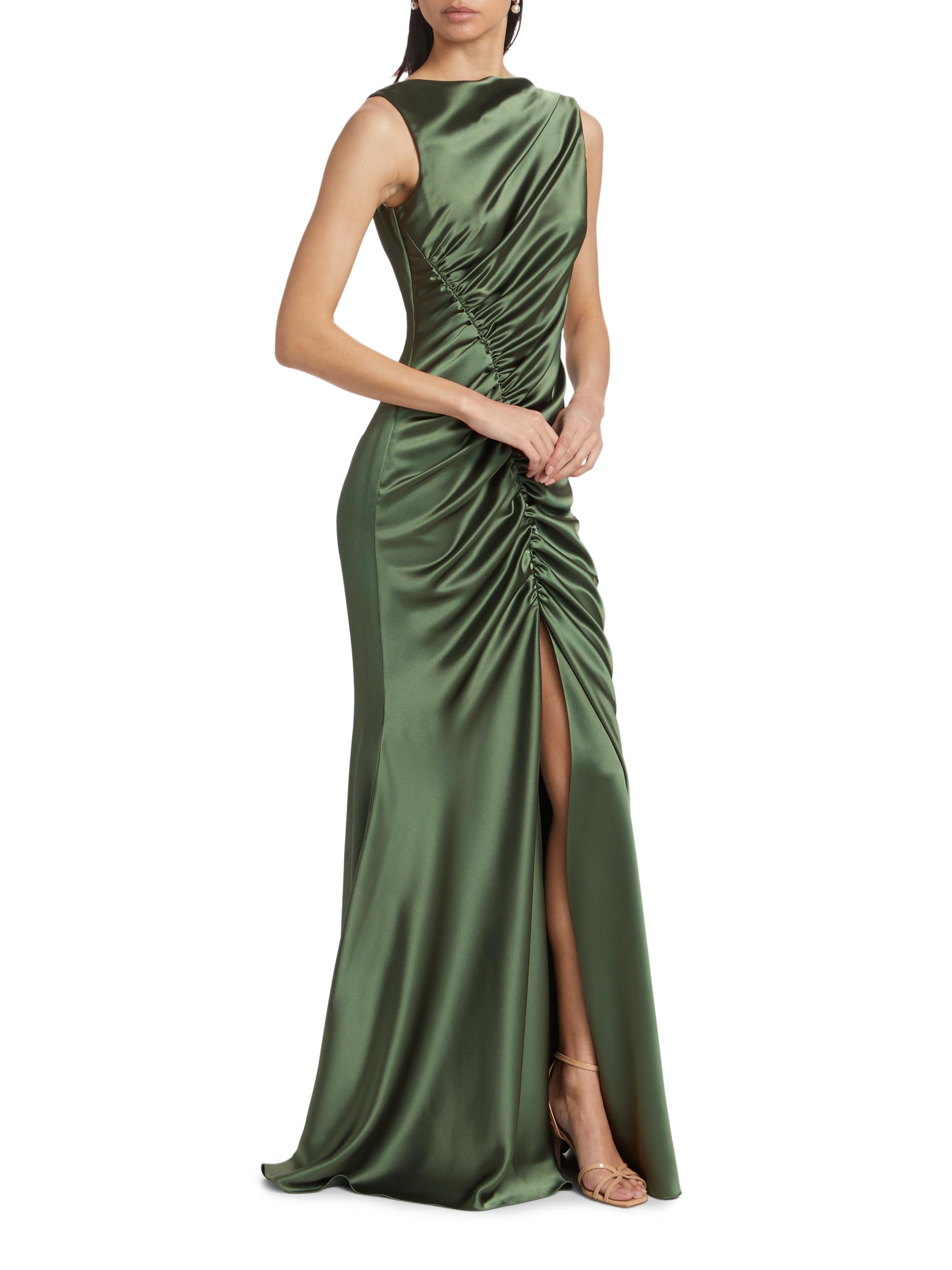 Amsale Ruched Satin Gown Saks Fifth Avenue