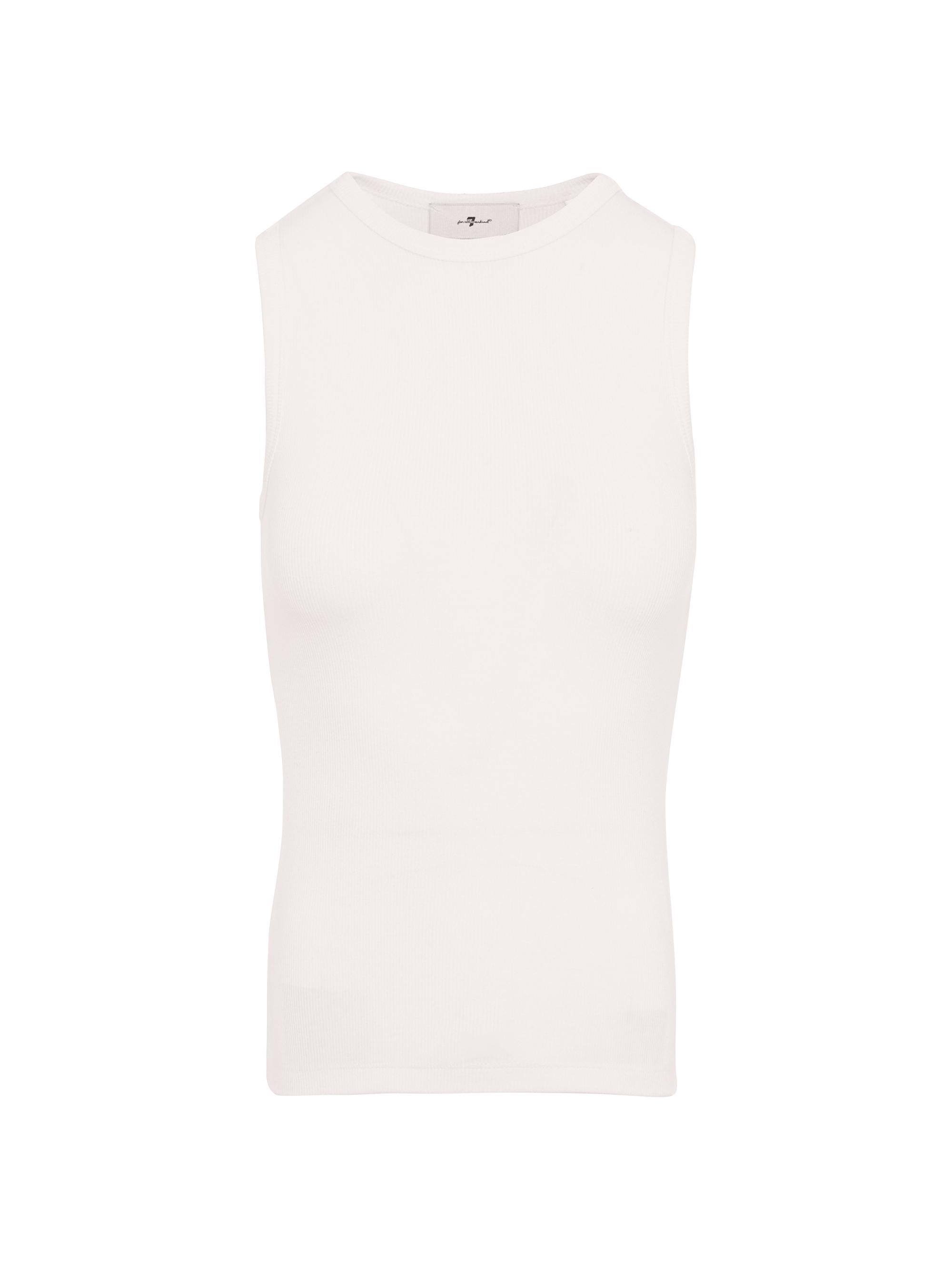 7 For All Mankind Women's Racer Stretch Knit Tank - Vintage White