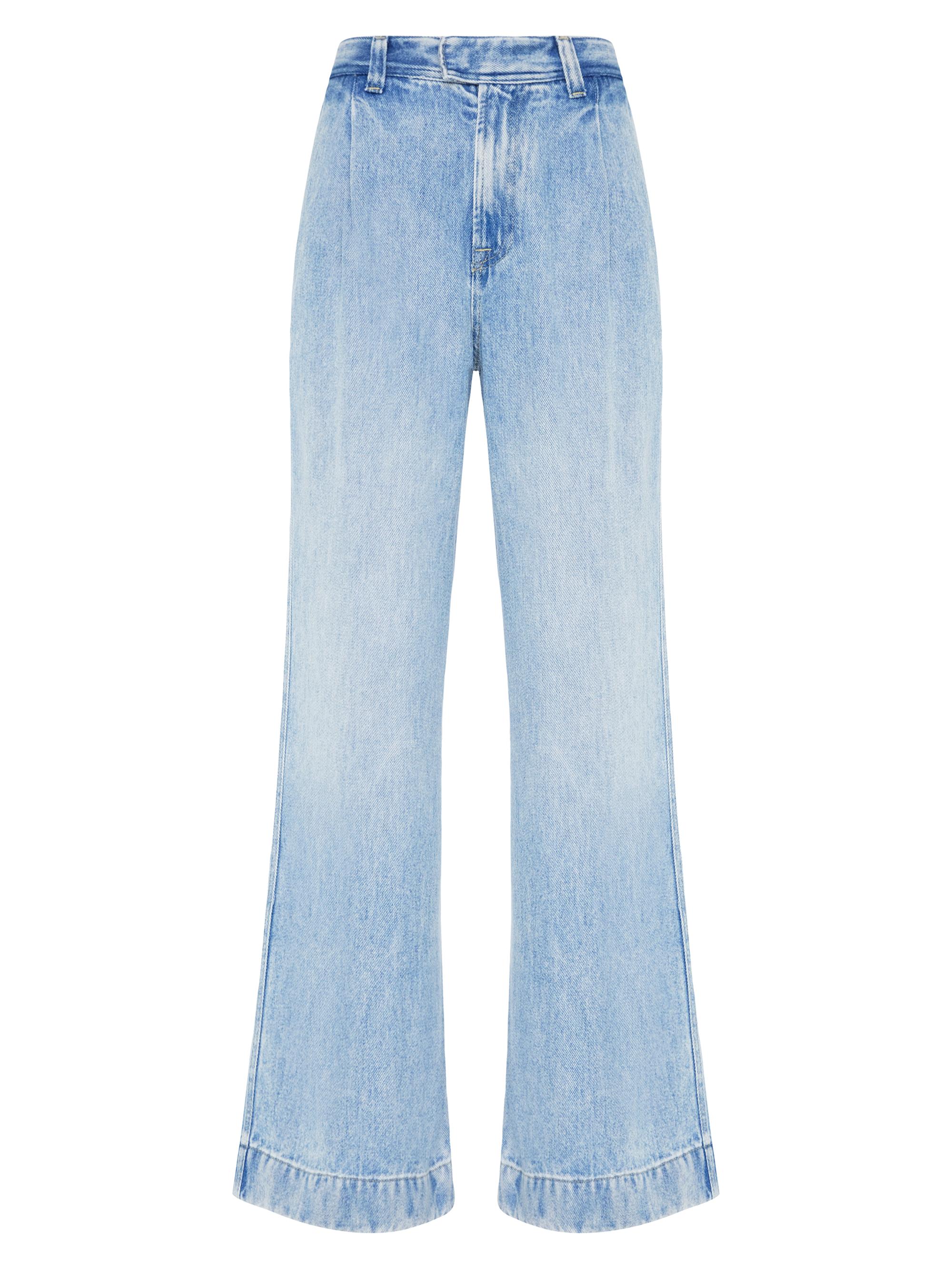 7 For All Mankind Pleated Denim Wide-Leg Jeans | Saks Fifth Avenue