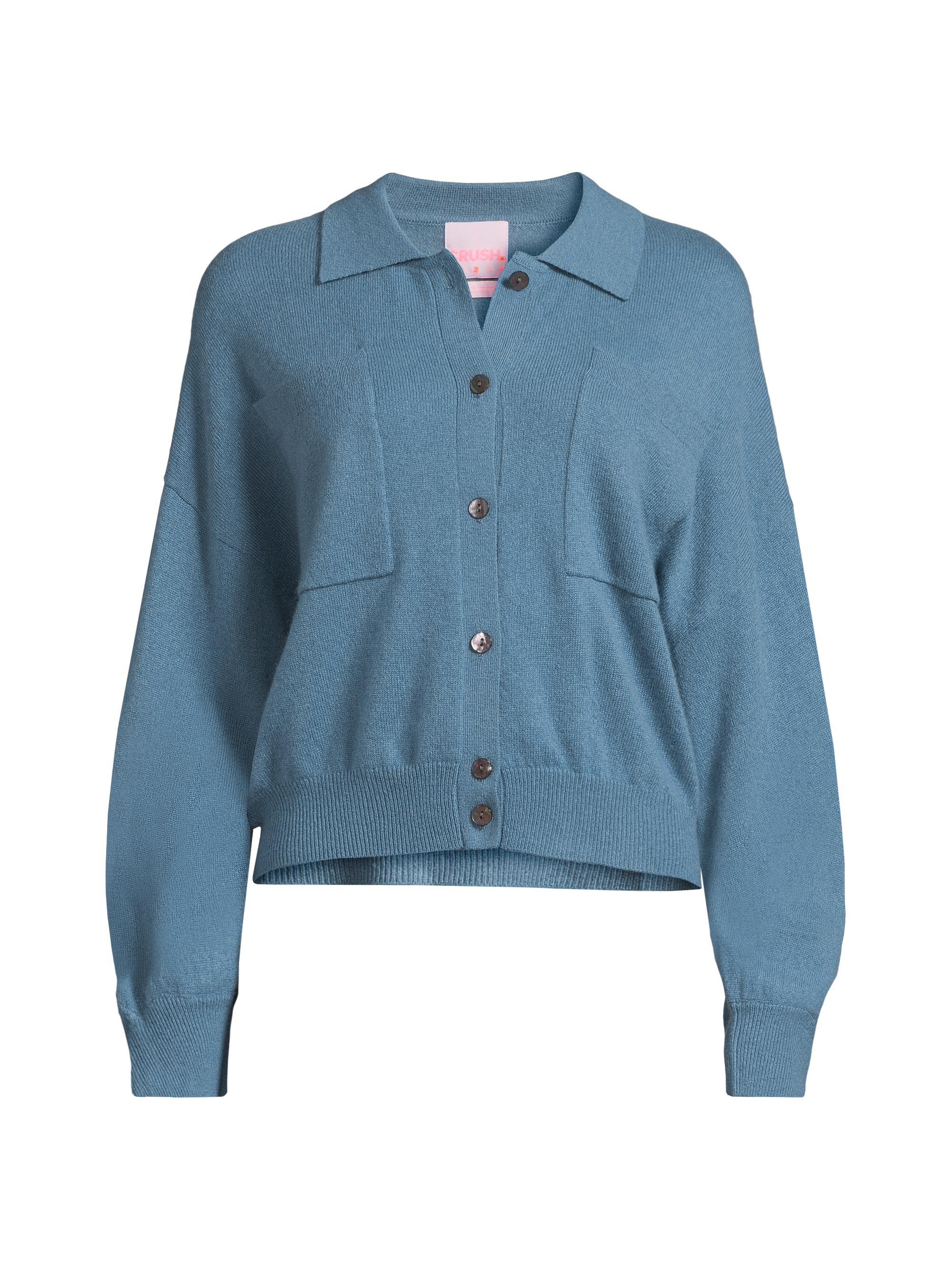 Crush Cashmere Women's Alba Cashmere Bomber Jacket - Denim