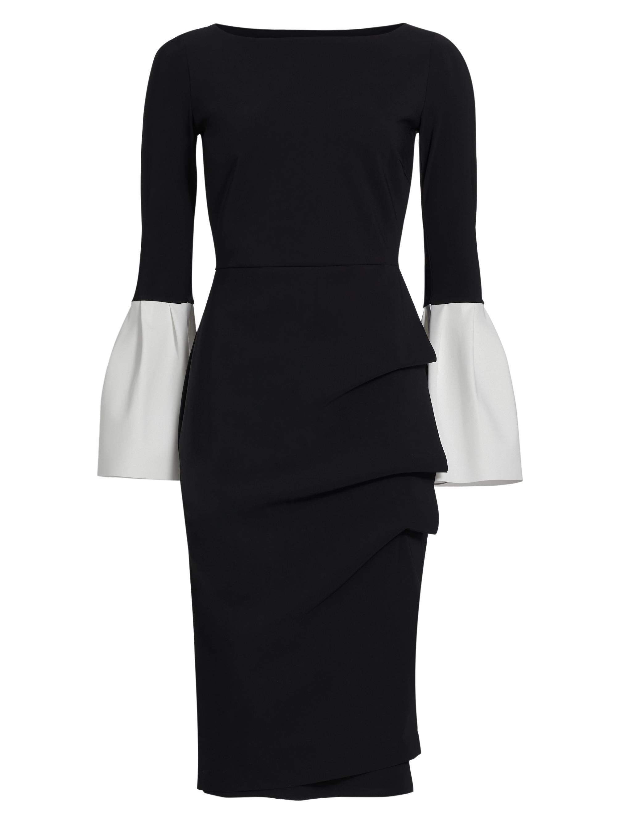 Chiara Boni La Petite Robe Women's Addax Bell-Sleeve Cocktail Dress - Black Body White Sleeve