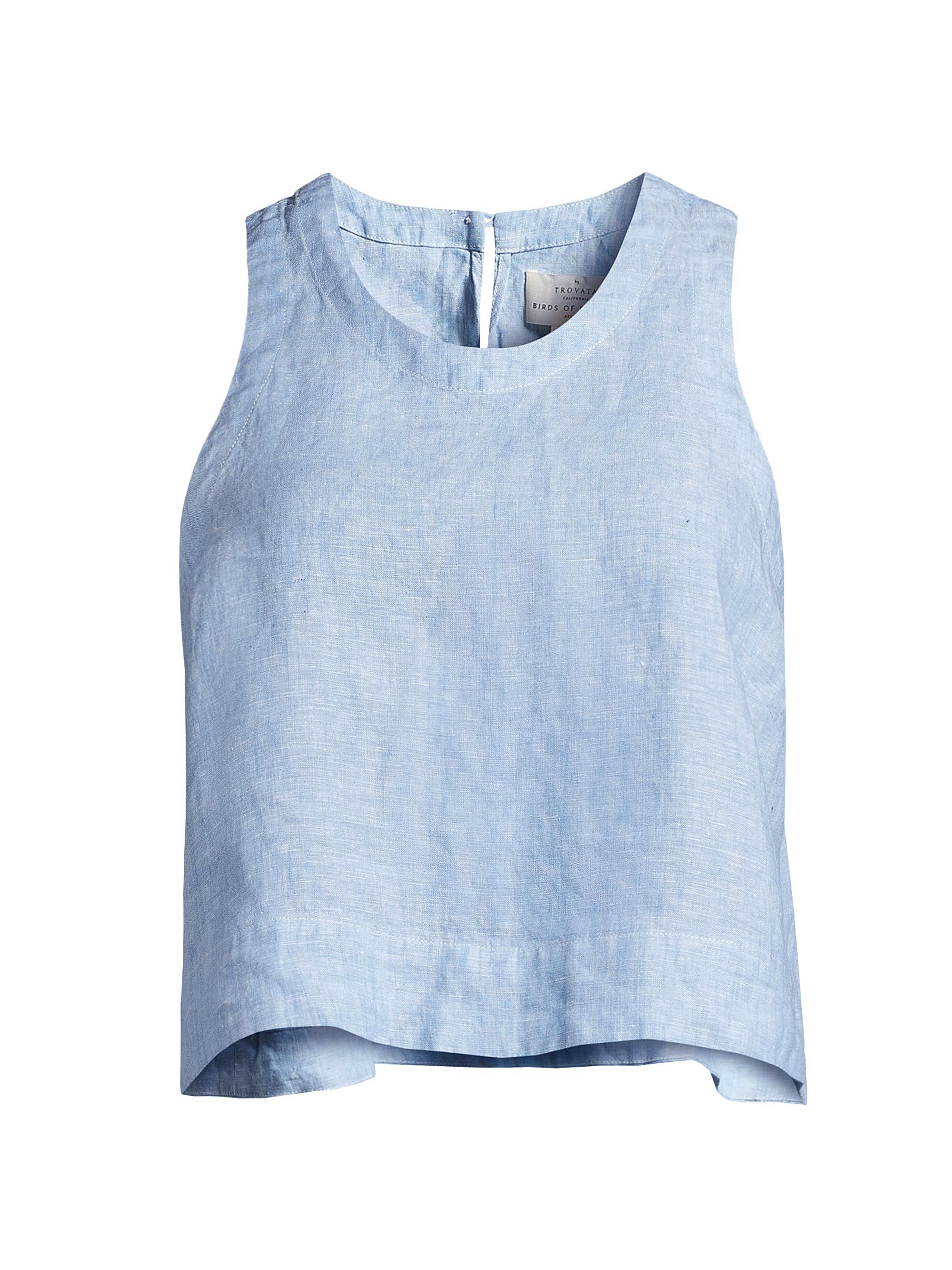 Birds of Paradis Women's Esther Linen Crop Tank - Sky
