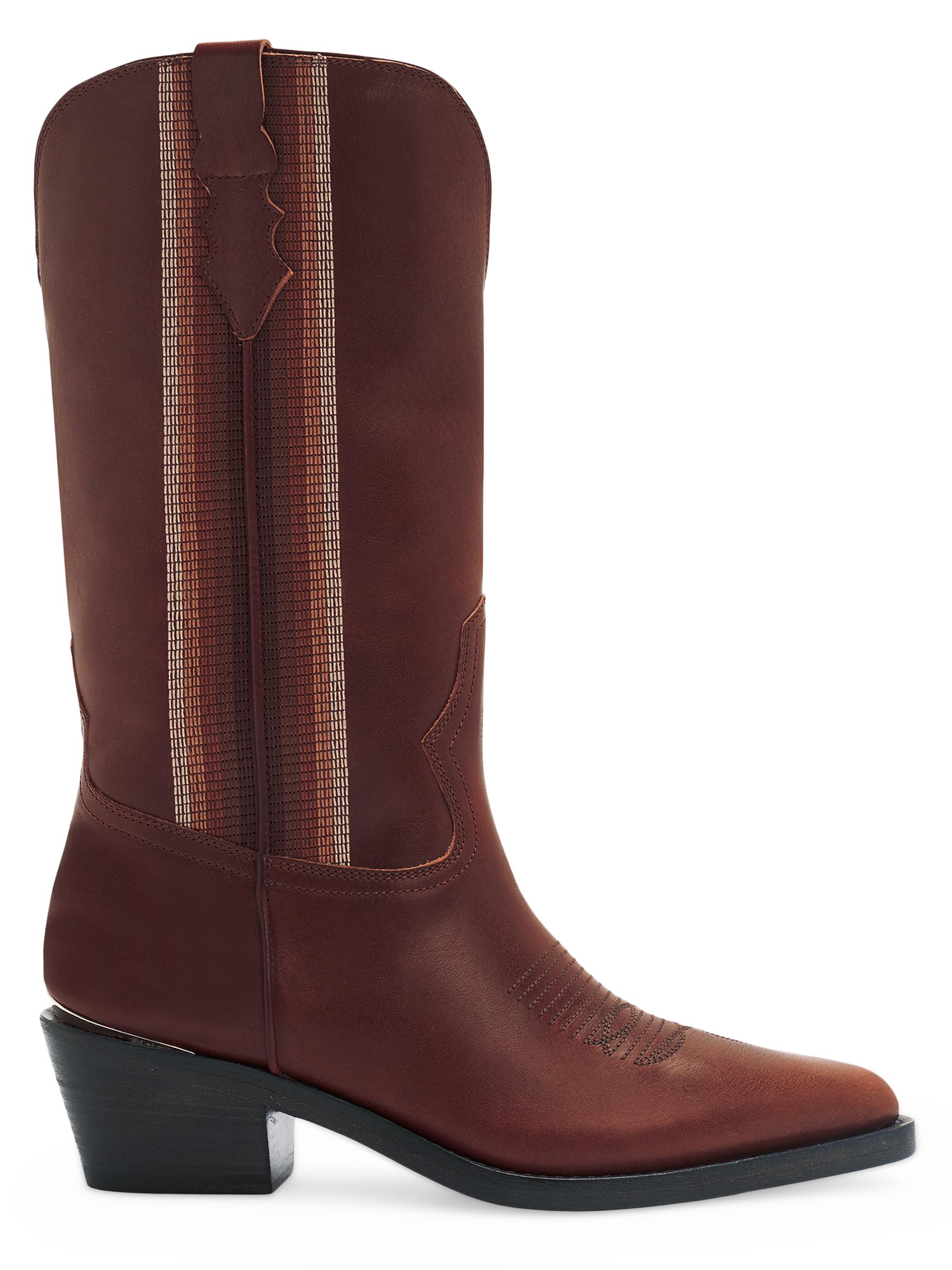 Partlow Women's Christina 55MM Embroidered Leather Cowboy Boots - Papaya