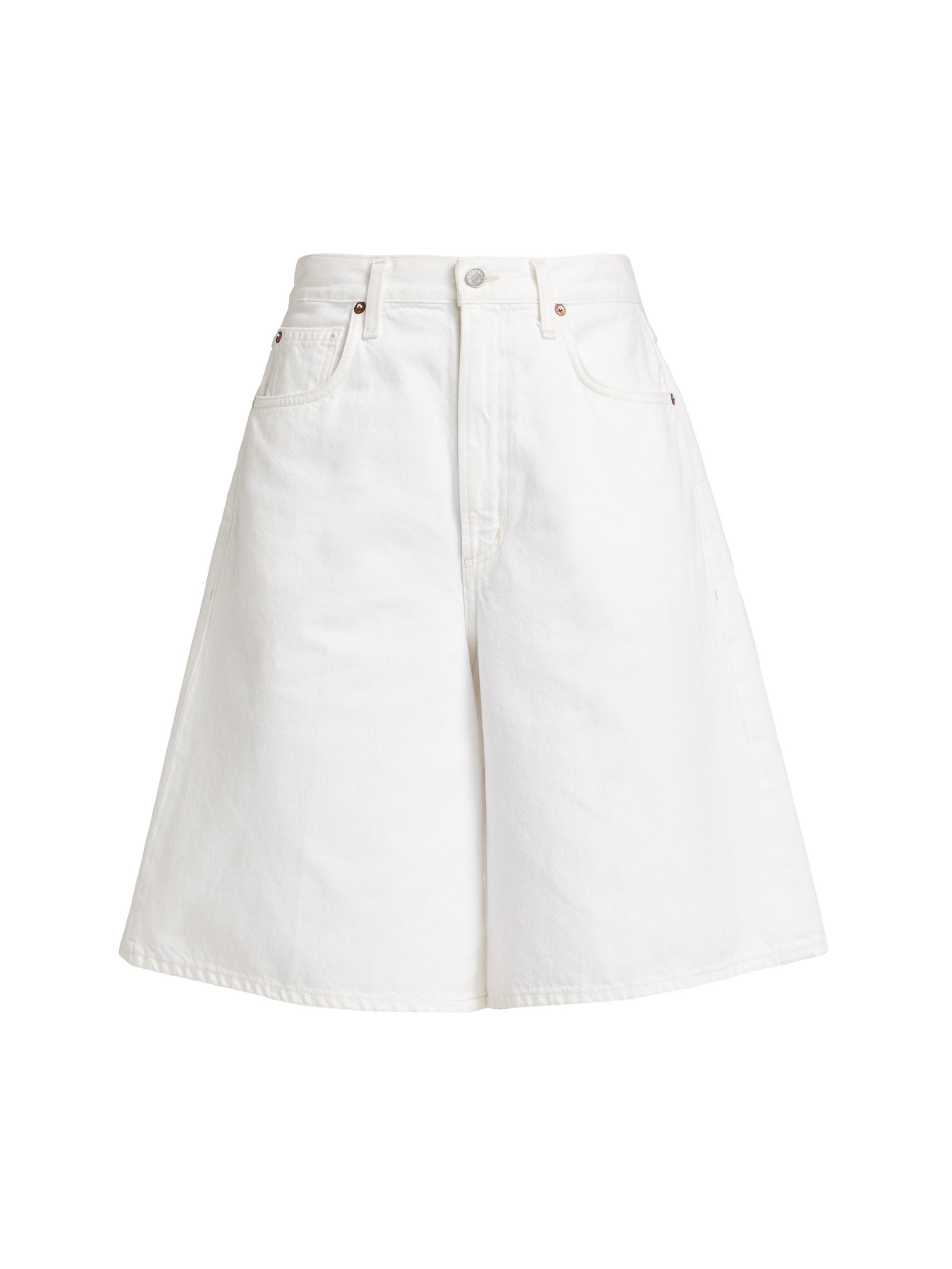 Agolde Women's Nolan Cotton Flare Shorts - Milkshake White