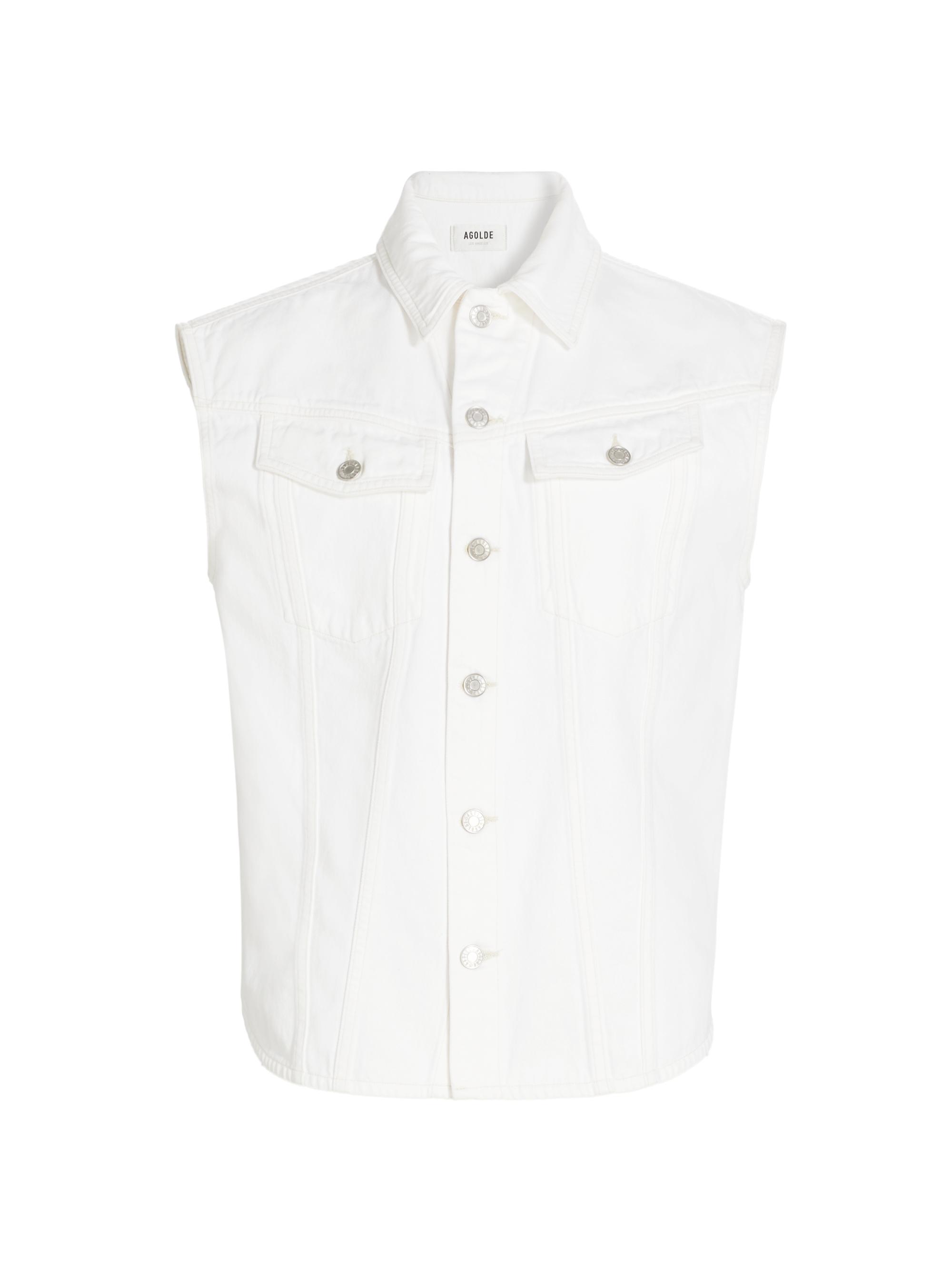 Agolde Women's Evan Sleeveless Denim Shirt - Milkshake Soft White