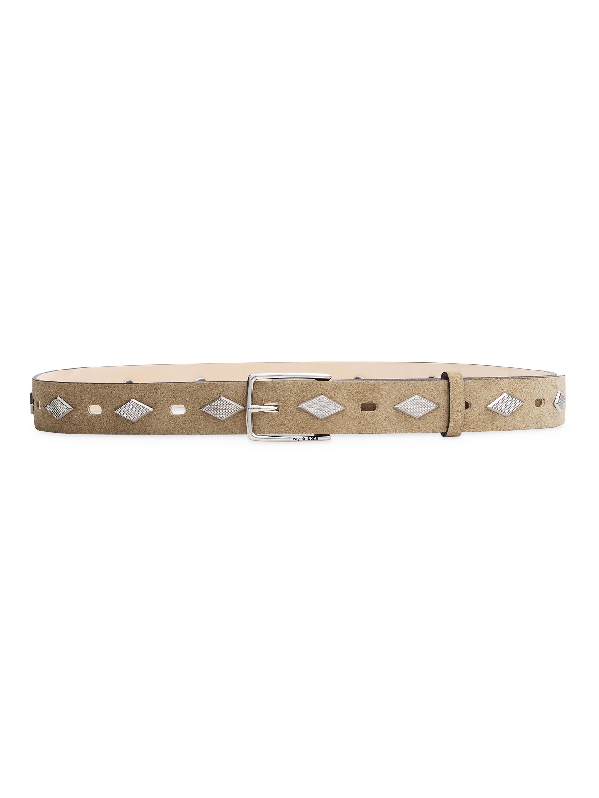 rag & bone Women's River Studded Suede Belt - Light Sand