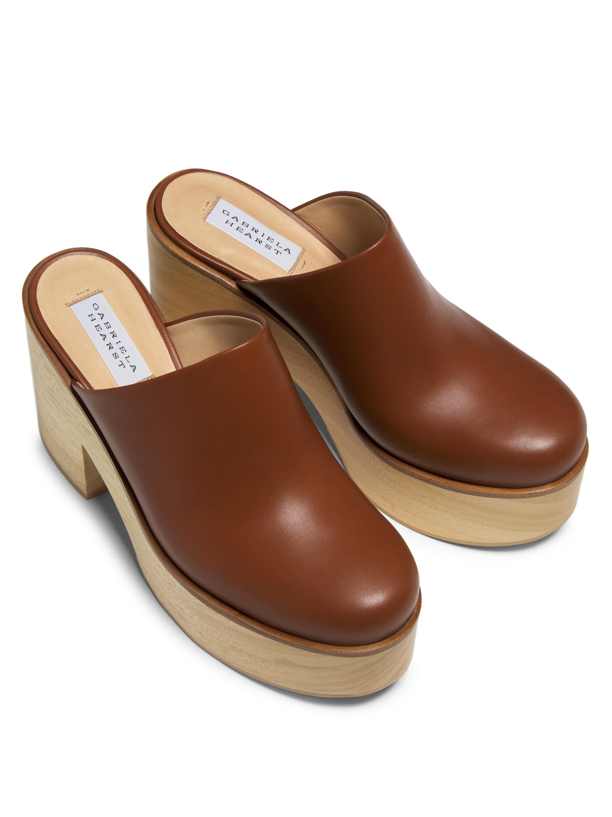 Gabriela Hearst Blake Wooden-Heel Leather Mules | Saks Fifth Avenue