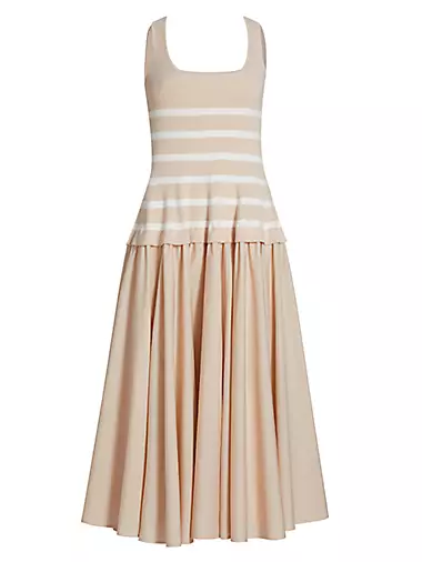Silas Cotton-Blend Stripe Midi-Dress