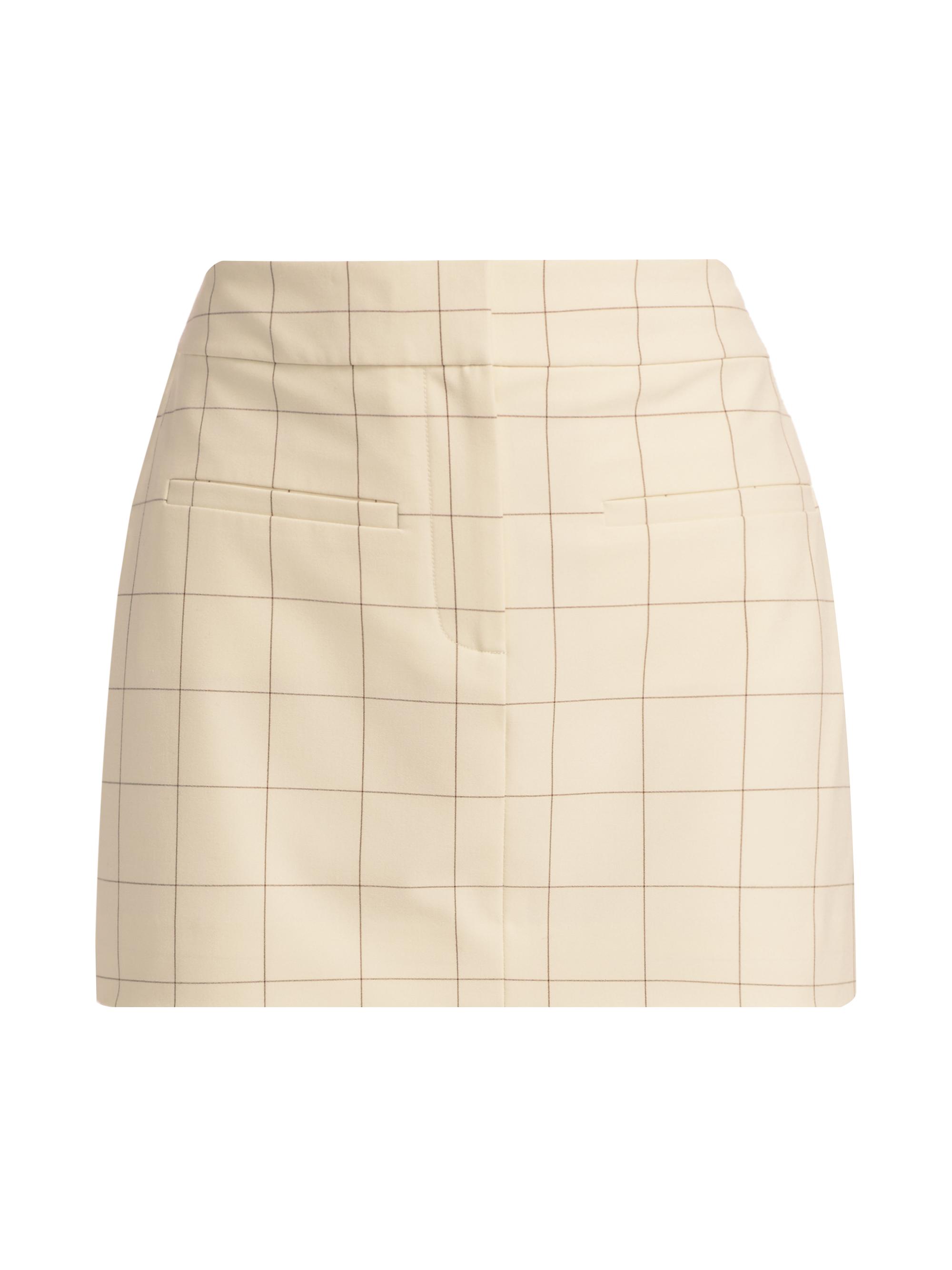 Veronica Beard Women's Elara Grid Miniskirt - Ecru Deep Ochre