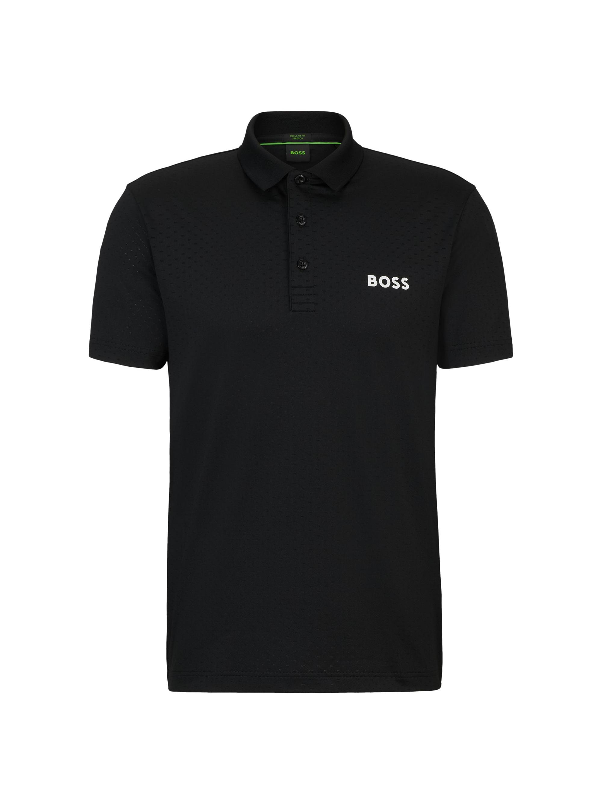 BOSS Men's Degrade-Jacquard Polo Shirt - Black