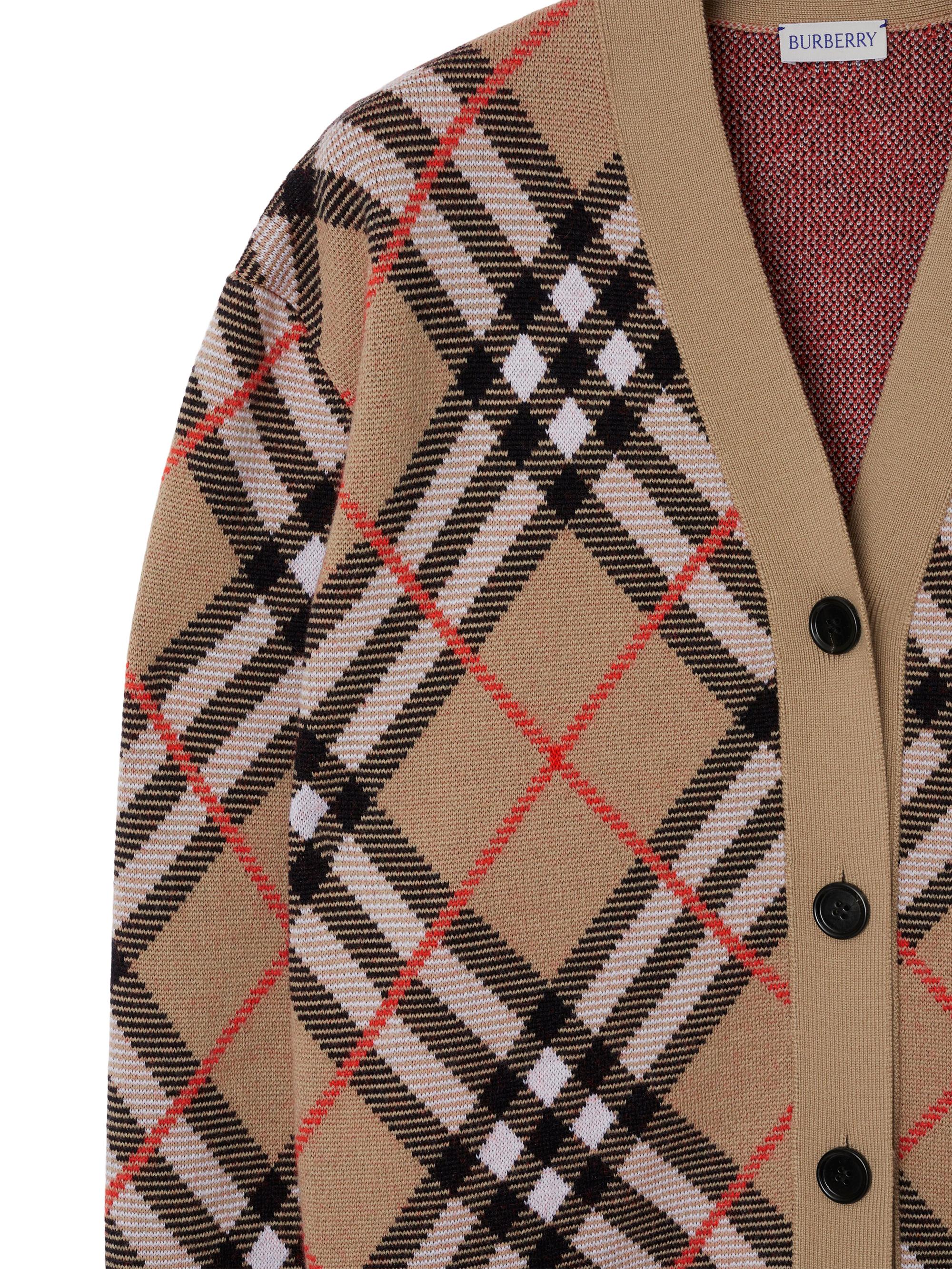 Burberry Check Wool-Blend V-Neck Cardigan | Saks Fifth Avenue