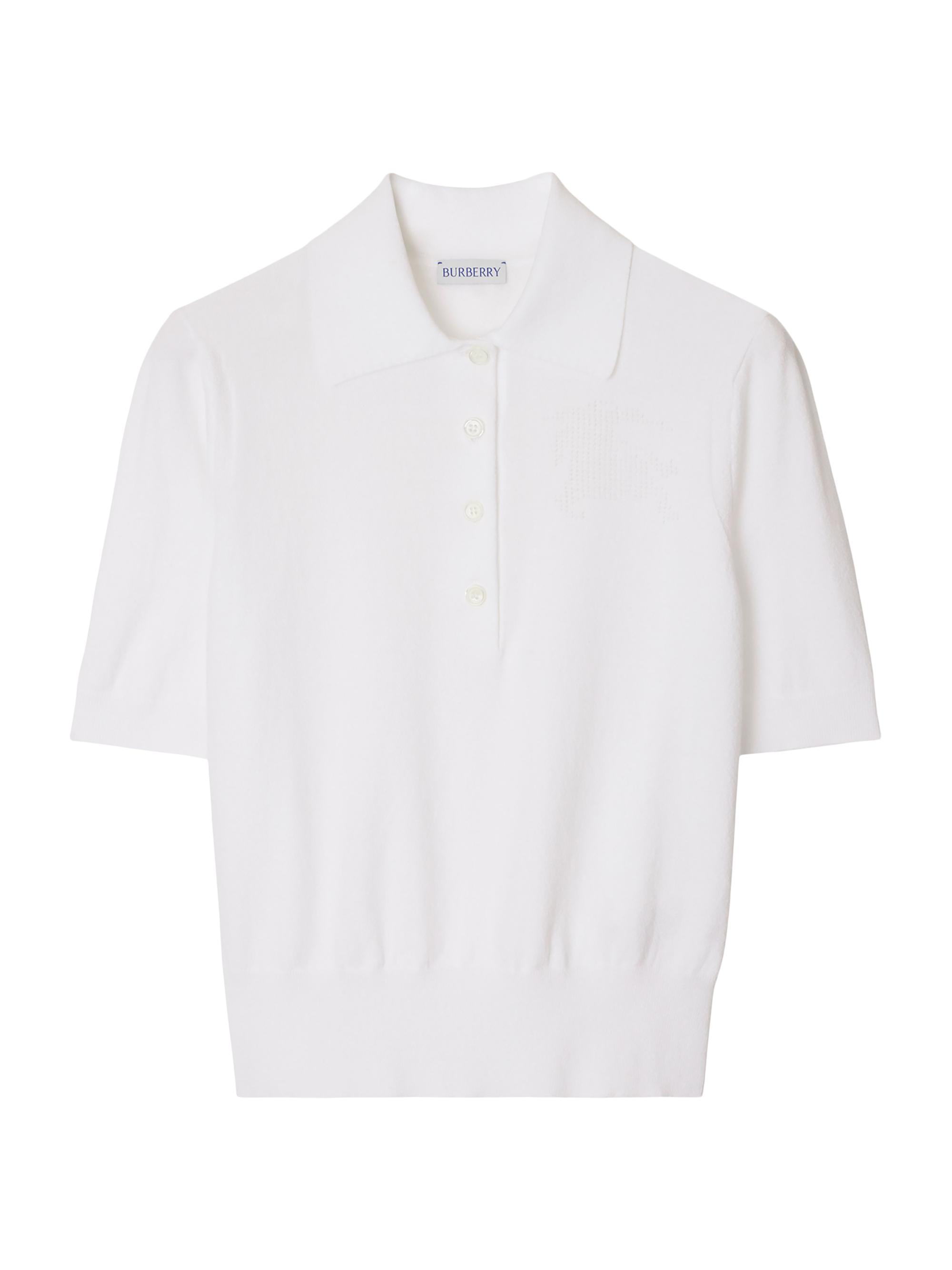 Burberry Women's Cotton-Blend Knit Polo Top - Chalk