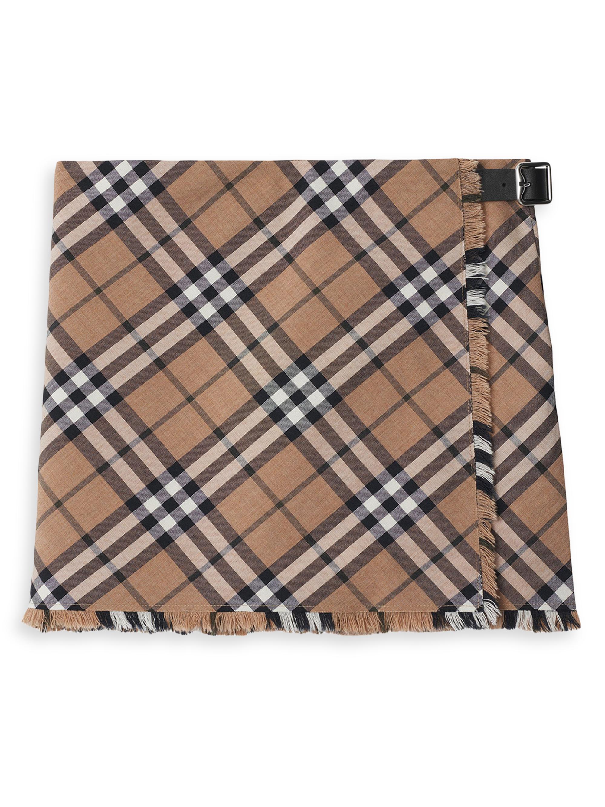 Burberry Women's Check Pleated Wrap Miniskirt - Linden Check