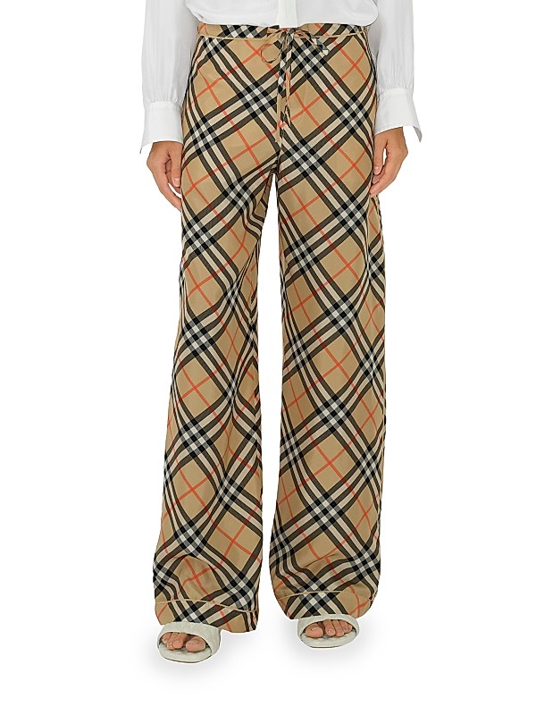 Burberry Check Silk Drawstring Pants | Saks Fifth Avenue Burberry Check Silk Drawstring Pants | Saks Fifth Avenue