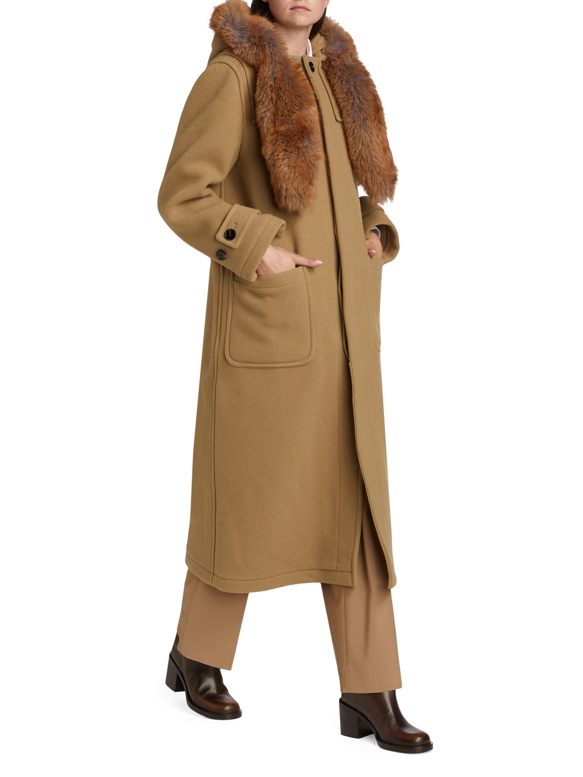 Burberry ​Faux Fur Trim Wool Duffle Coat Saks Fifth Avenue - Main Image