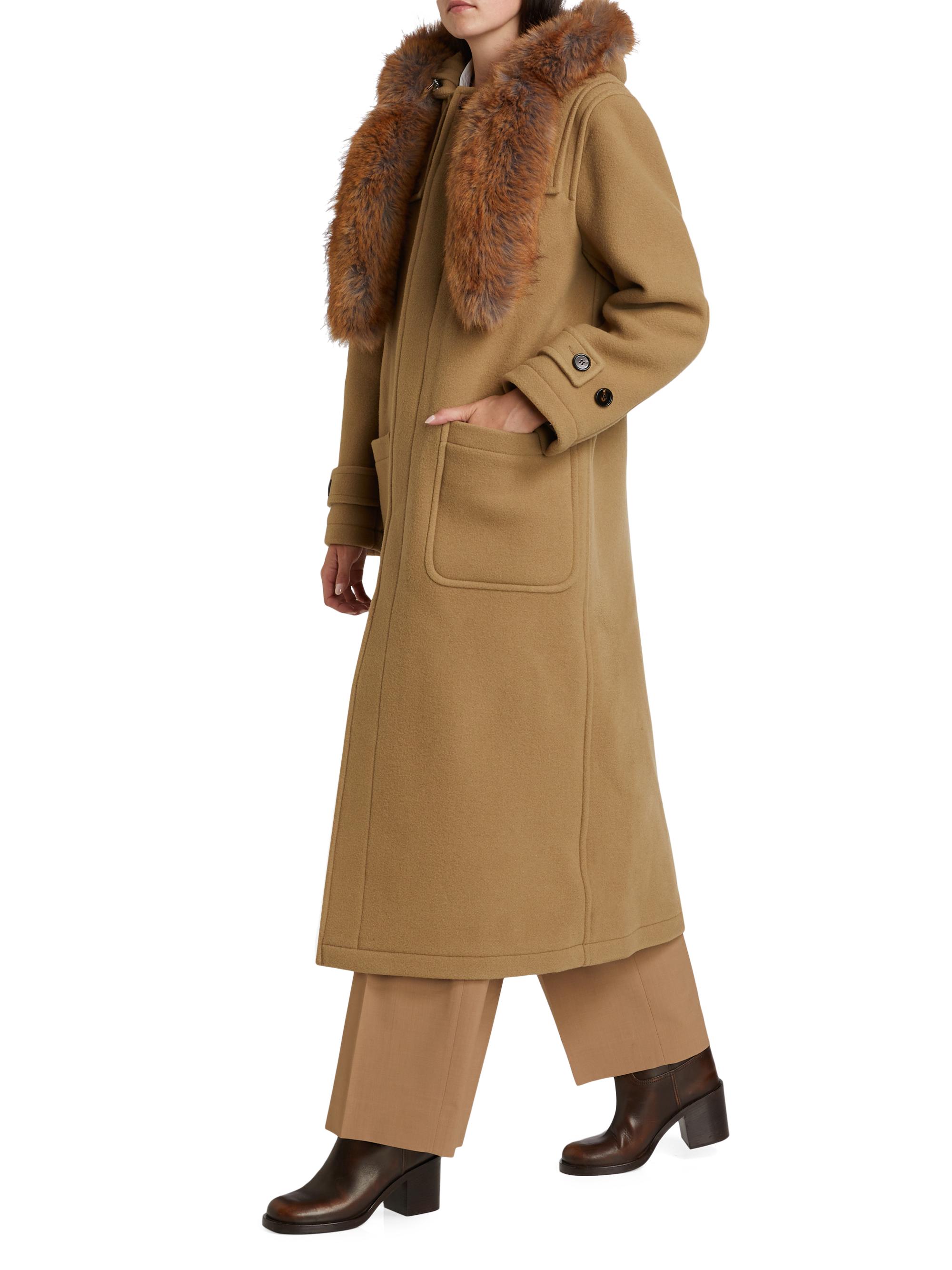 Burberry ​Faux Fur Trim Wool Duffle Coat | Saks Fifth Avenue