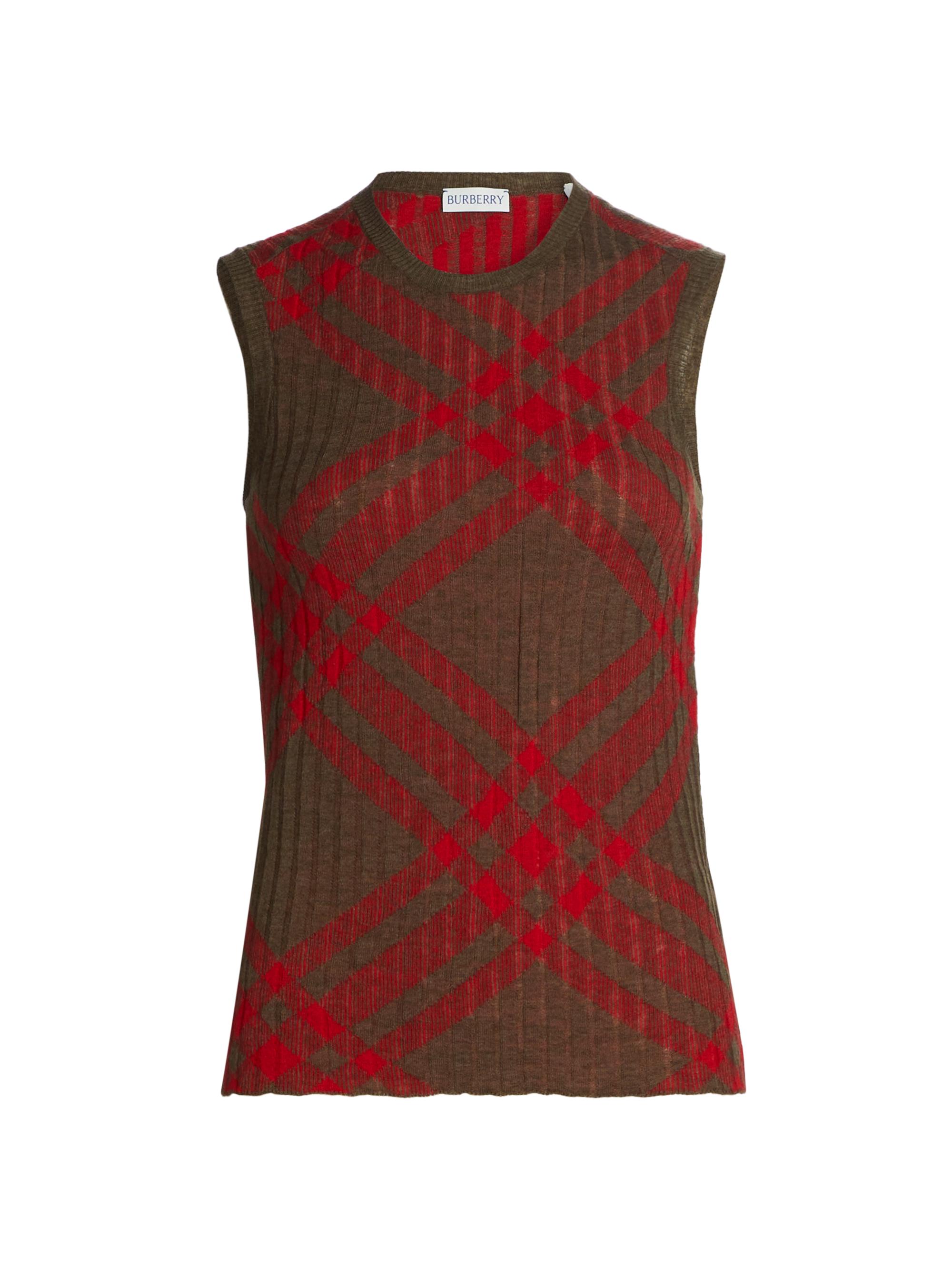 Burberry Women's Check Mohair-Wool Tank - Loch Check