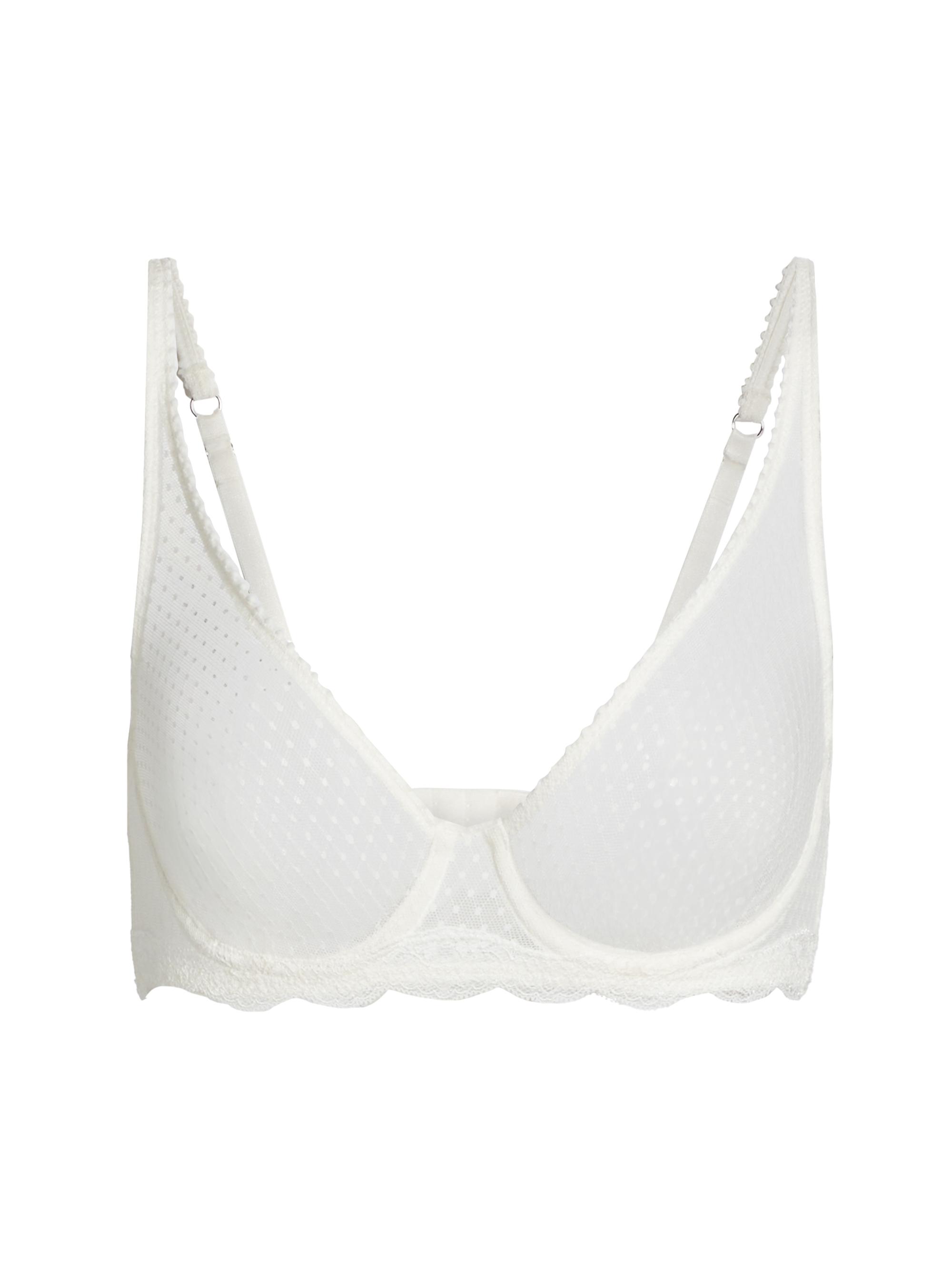 Free People Women's Mid-Week Sheer Polka Dot Underwire Balconette Bra - White Alyssum Combo