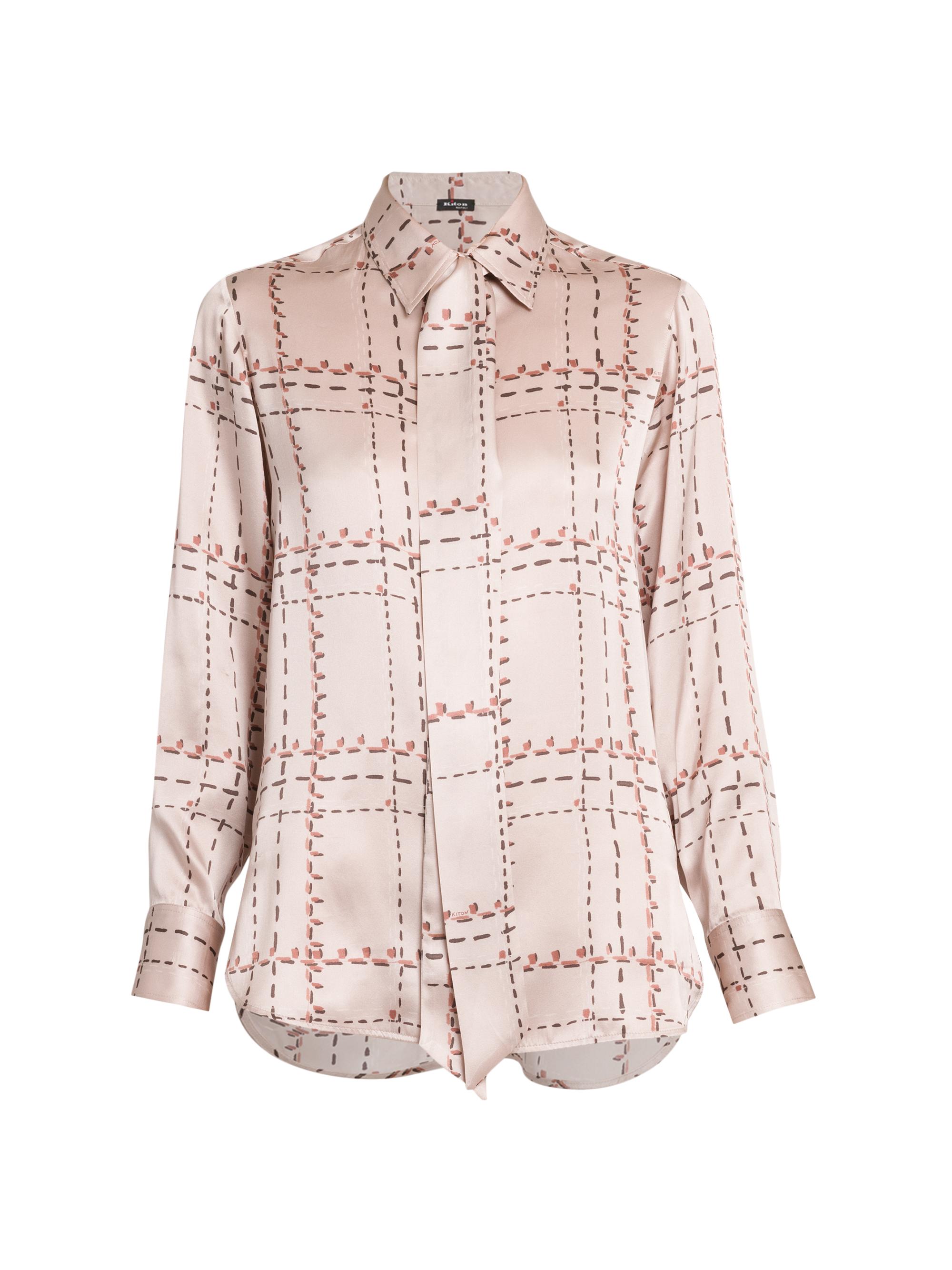 Kiton Women's Geometric Silk Tie Shirt - Powder Pink