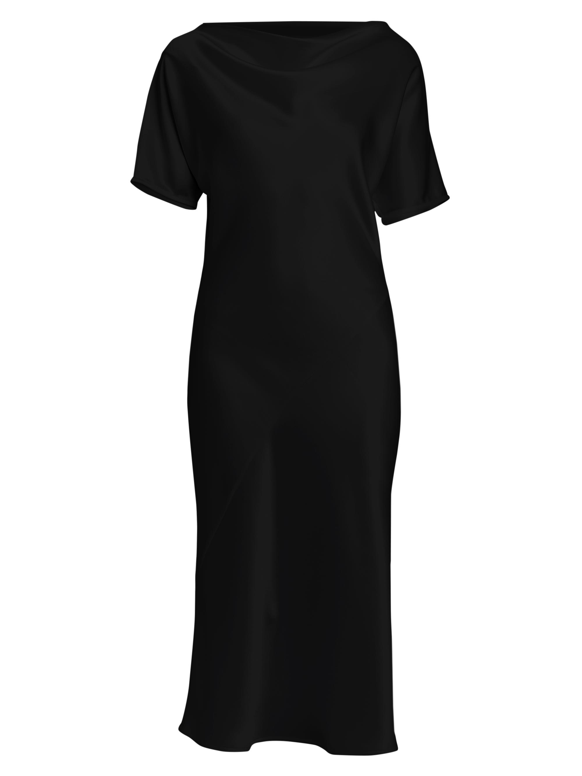 Kiton Women's Satin Cowlneck Short-Sleeve Midi-Dress - Black