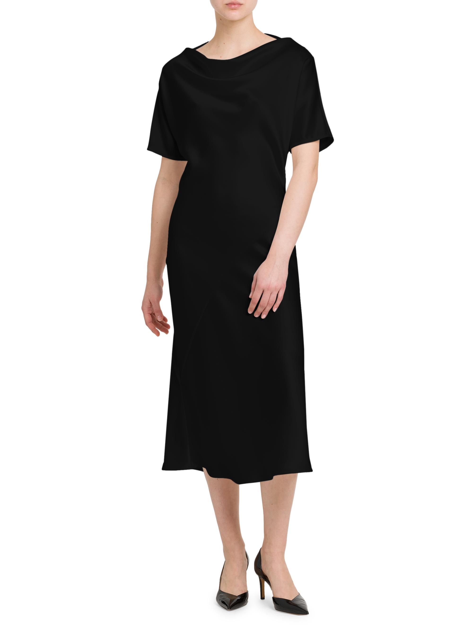 Kiton Satin Cowlneck Short-Sleeve Midi-Dress | Saks Fifth Avenue