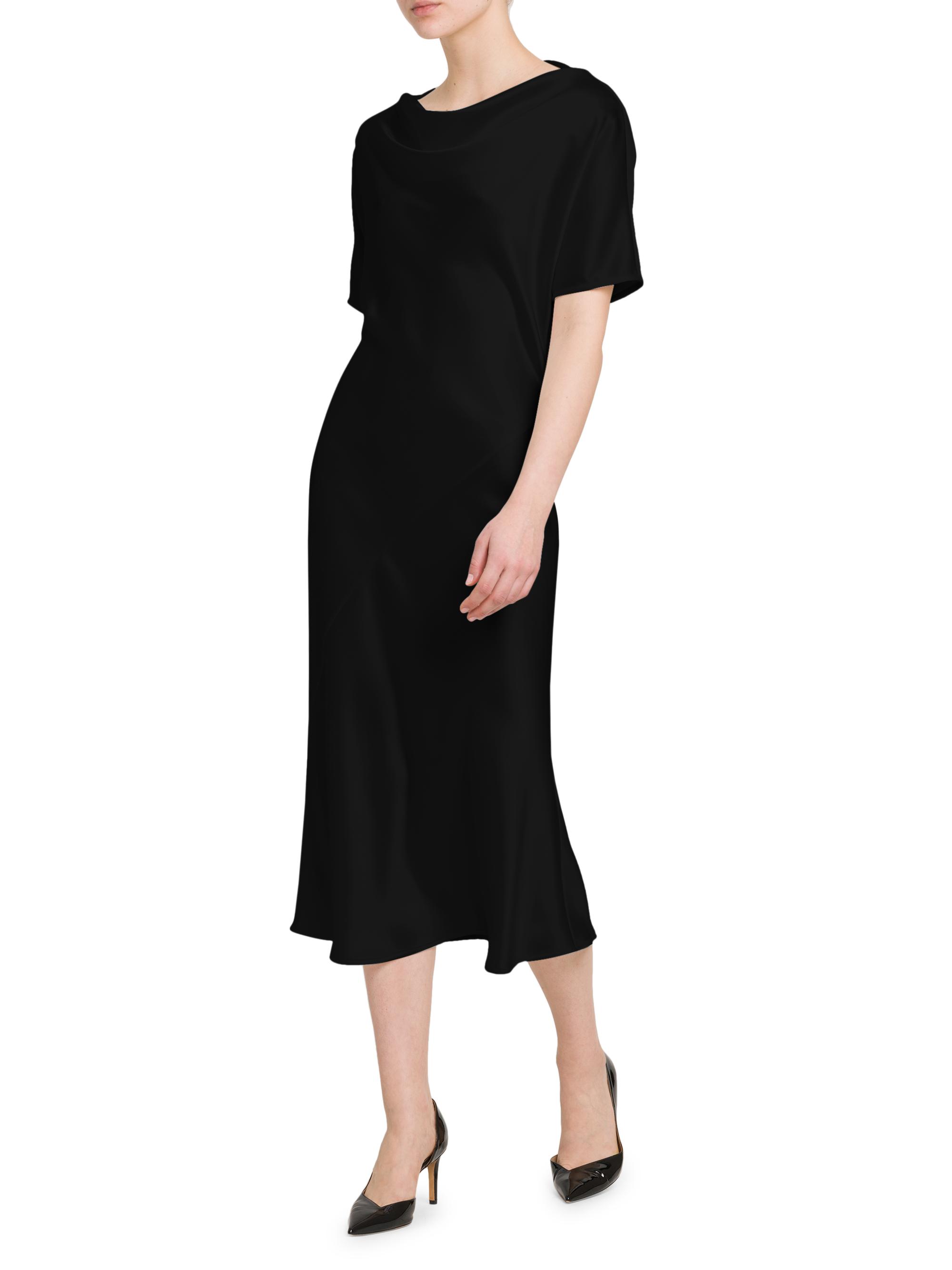 Kiton Satin Cowlneck Short-Sleeve Midi-Dress | Saks Fifth Avenue