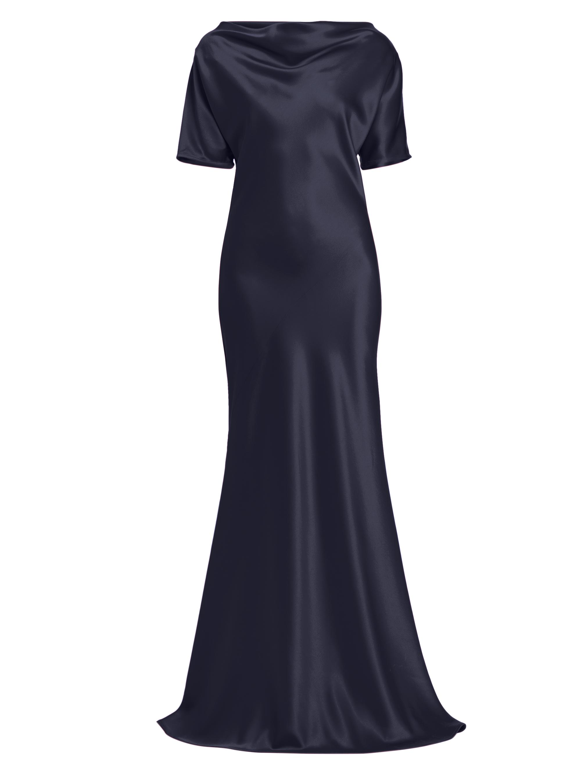 Kiton Women's Satin Cowlneck Short-Sleeve Gown - Navy Blue