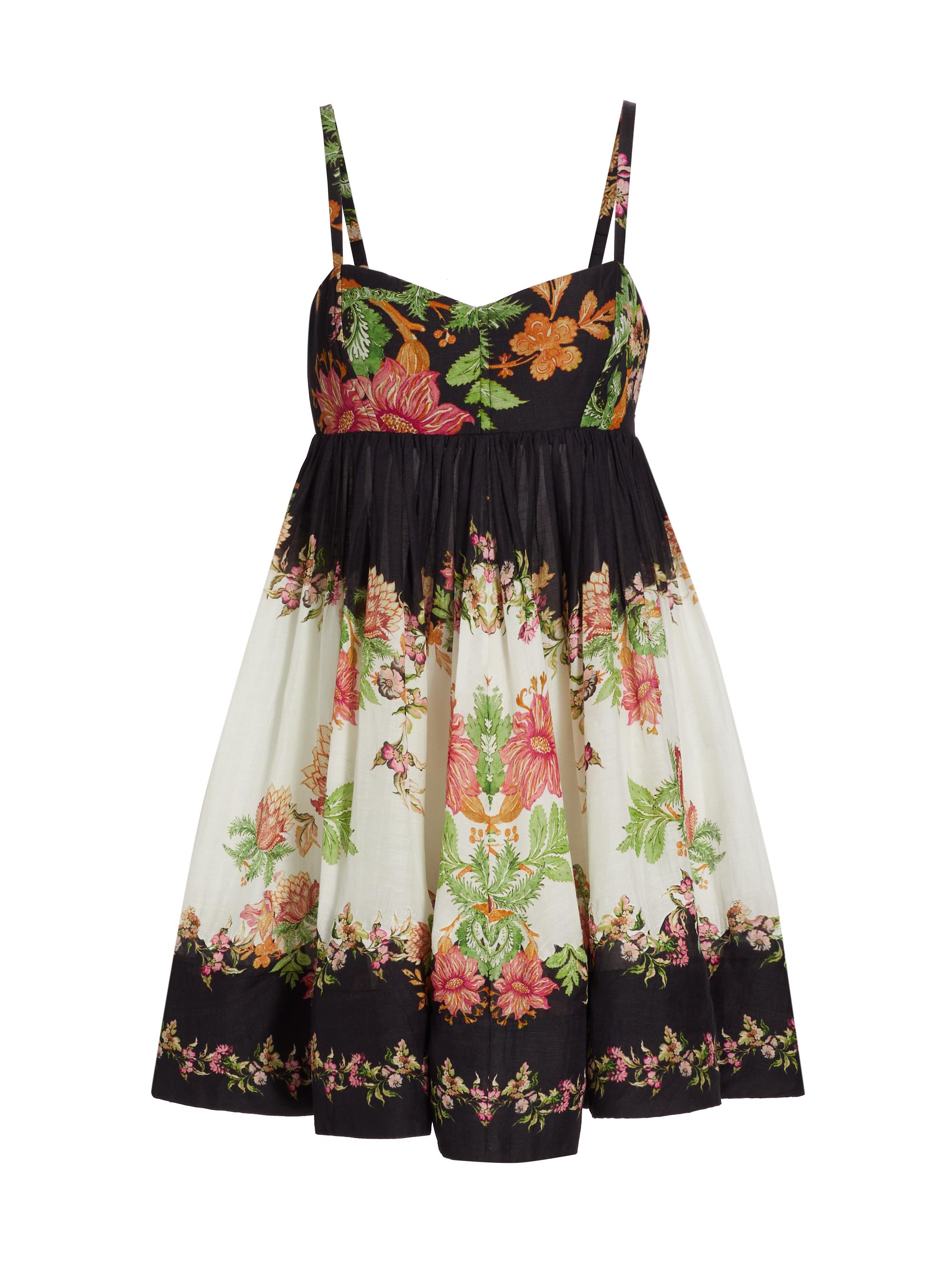 Hemant & Nandita Women's Floral Linen-Blend Sleeveless Minidress - Black Offwhite Floral