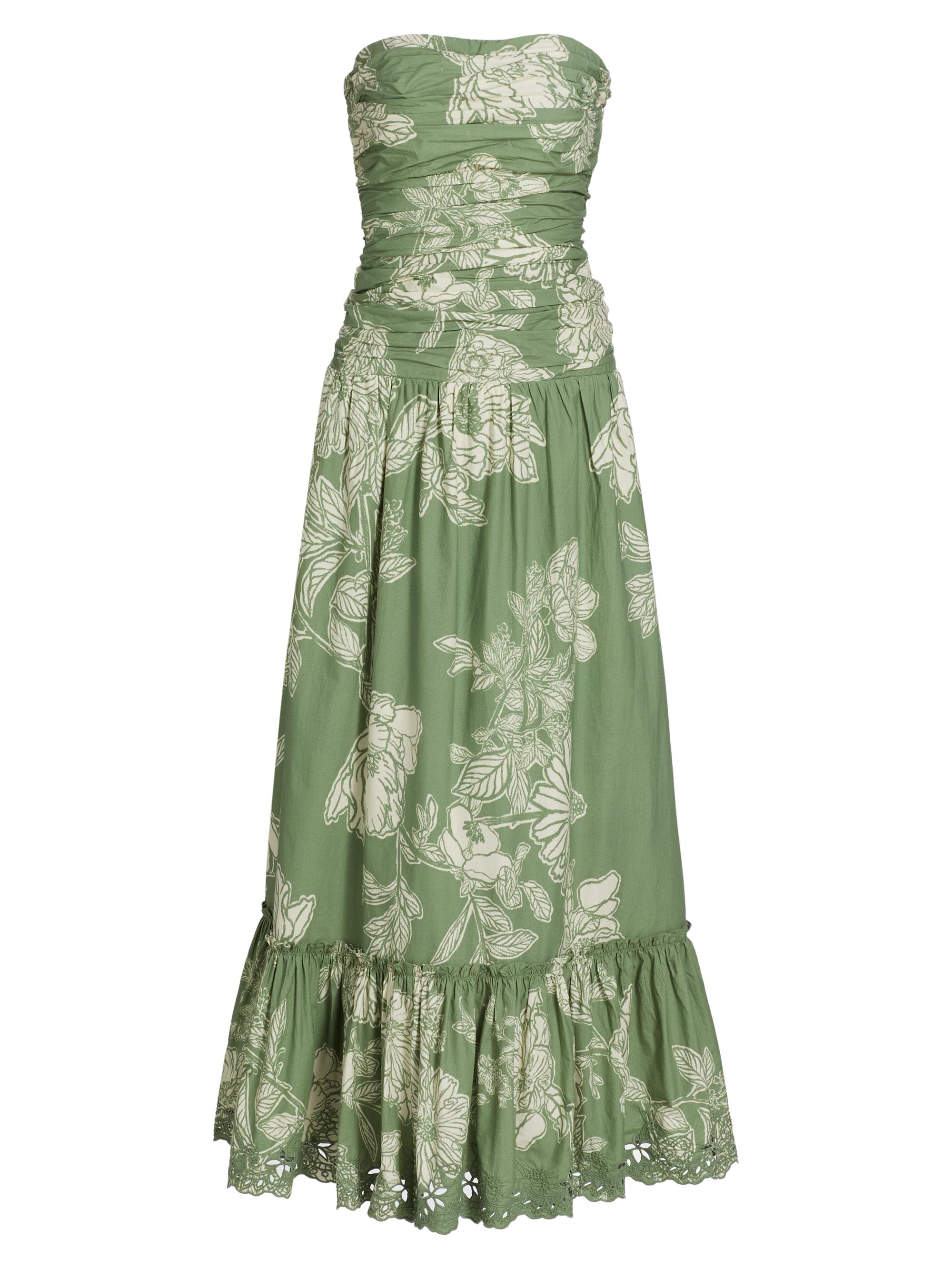Hemant & Nandita Women's Floral Cotton Off-The-Shoulder Maxi Dress - Green