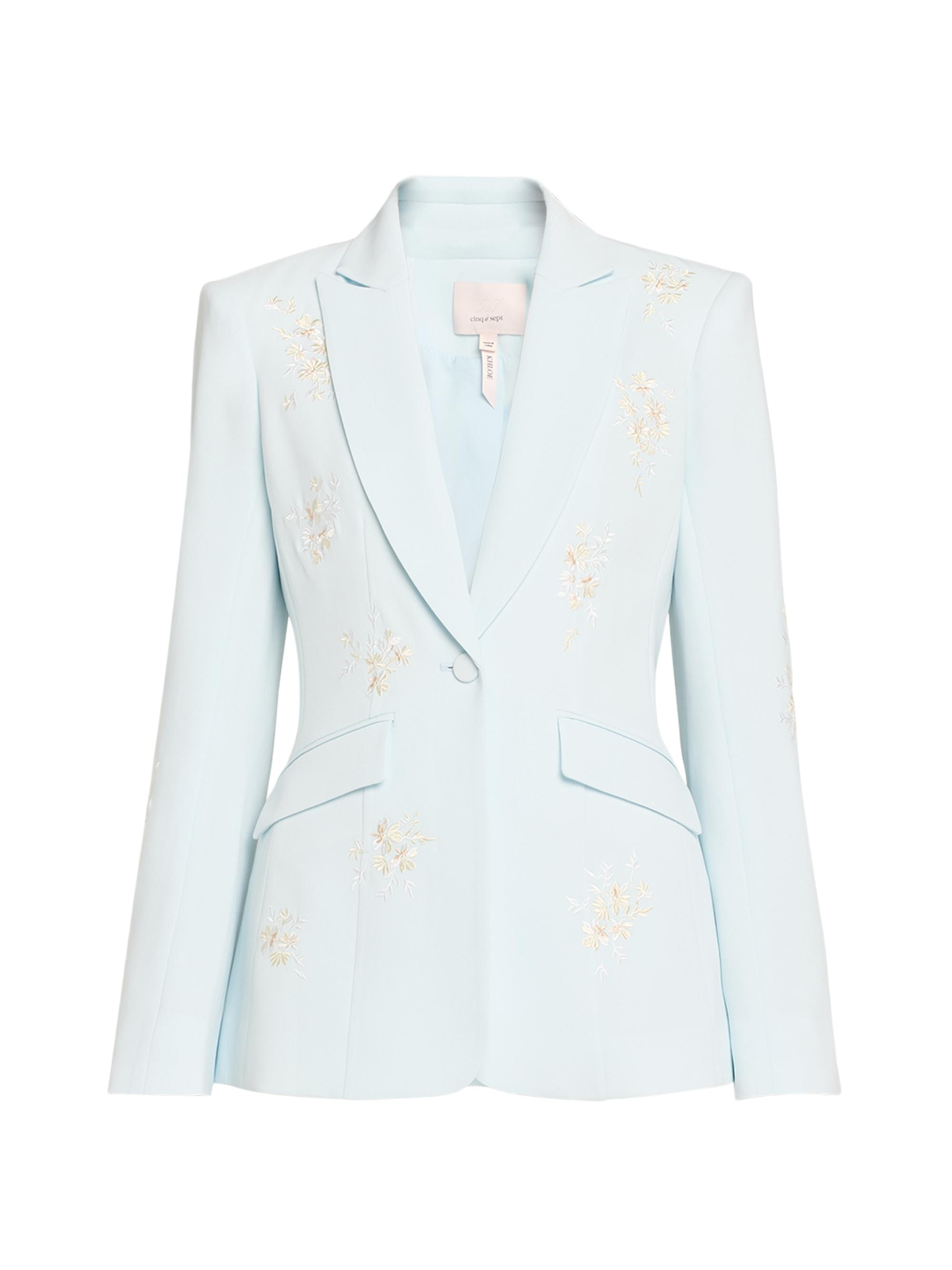 CINQ A SEPT Women's Cheyenne Floral-Embroidered Crêpe Blazer - Glacial Blue
