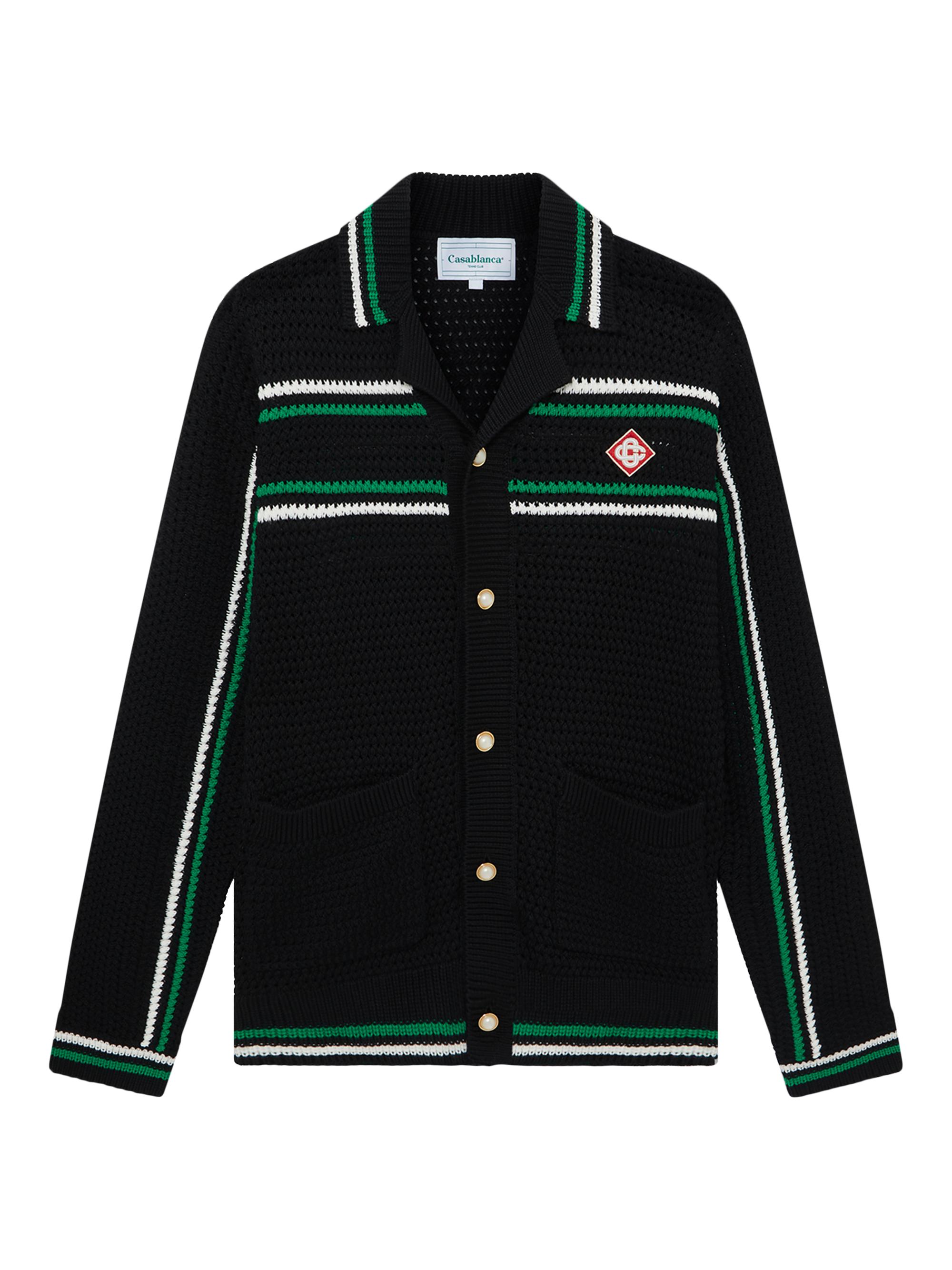 Casablanca Men's Crochet Effect Tennis Shacket - Black