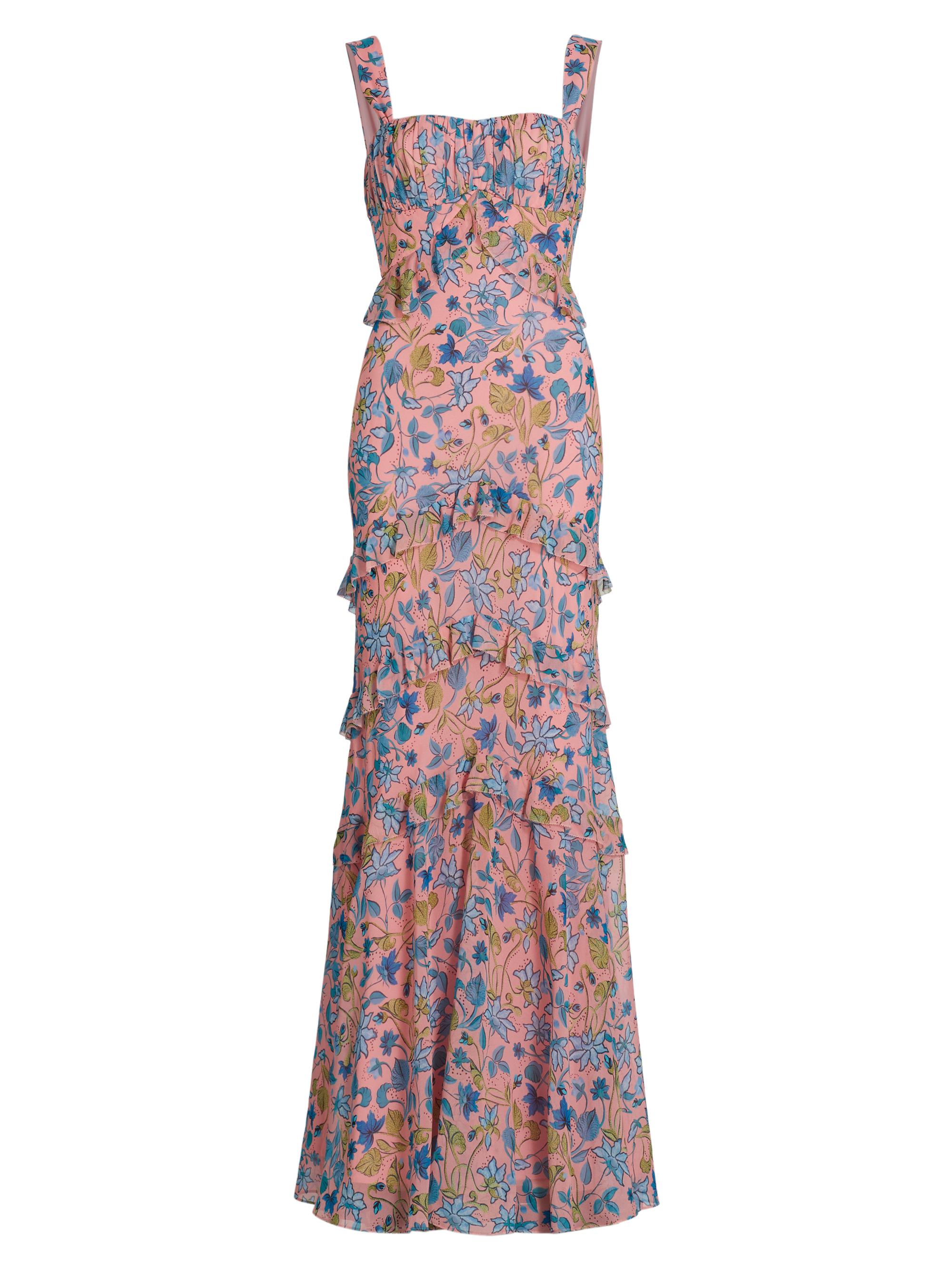 Saloni Women's Chandra Floral Silk Maxi Dress - Taman Blush
