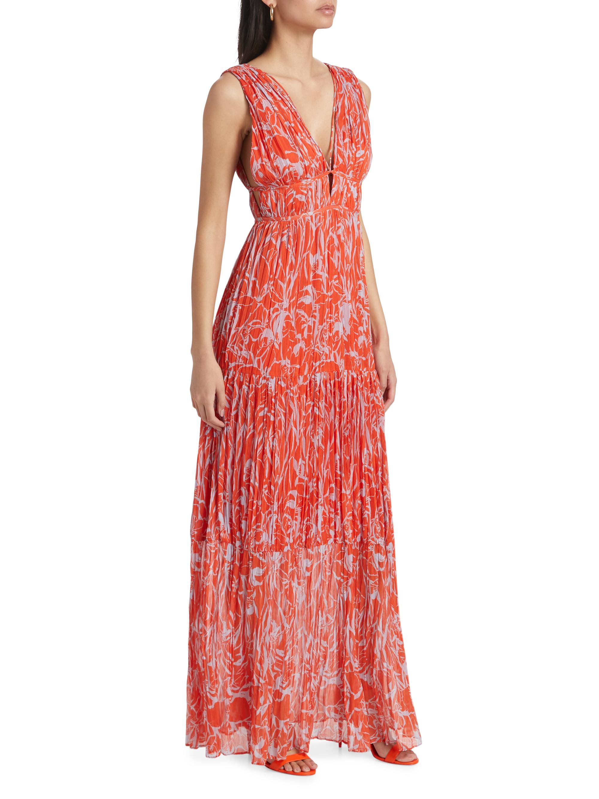 ASTR The Label Pescadero Floral Maxi Dress - Red Orange Abstra...