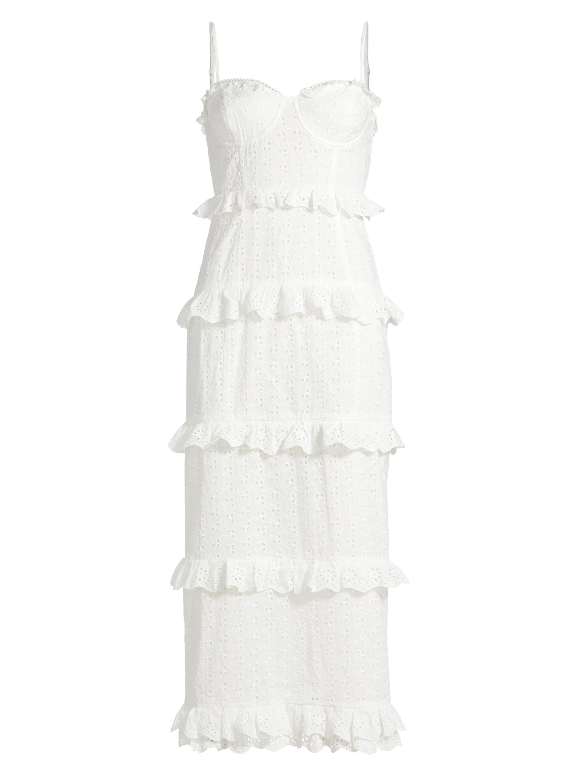 ASTR The Label Women's Sandrima Ruffle-Trimmed Midi-Dress - White