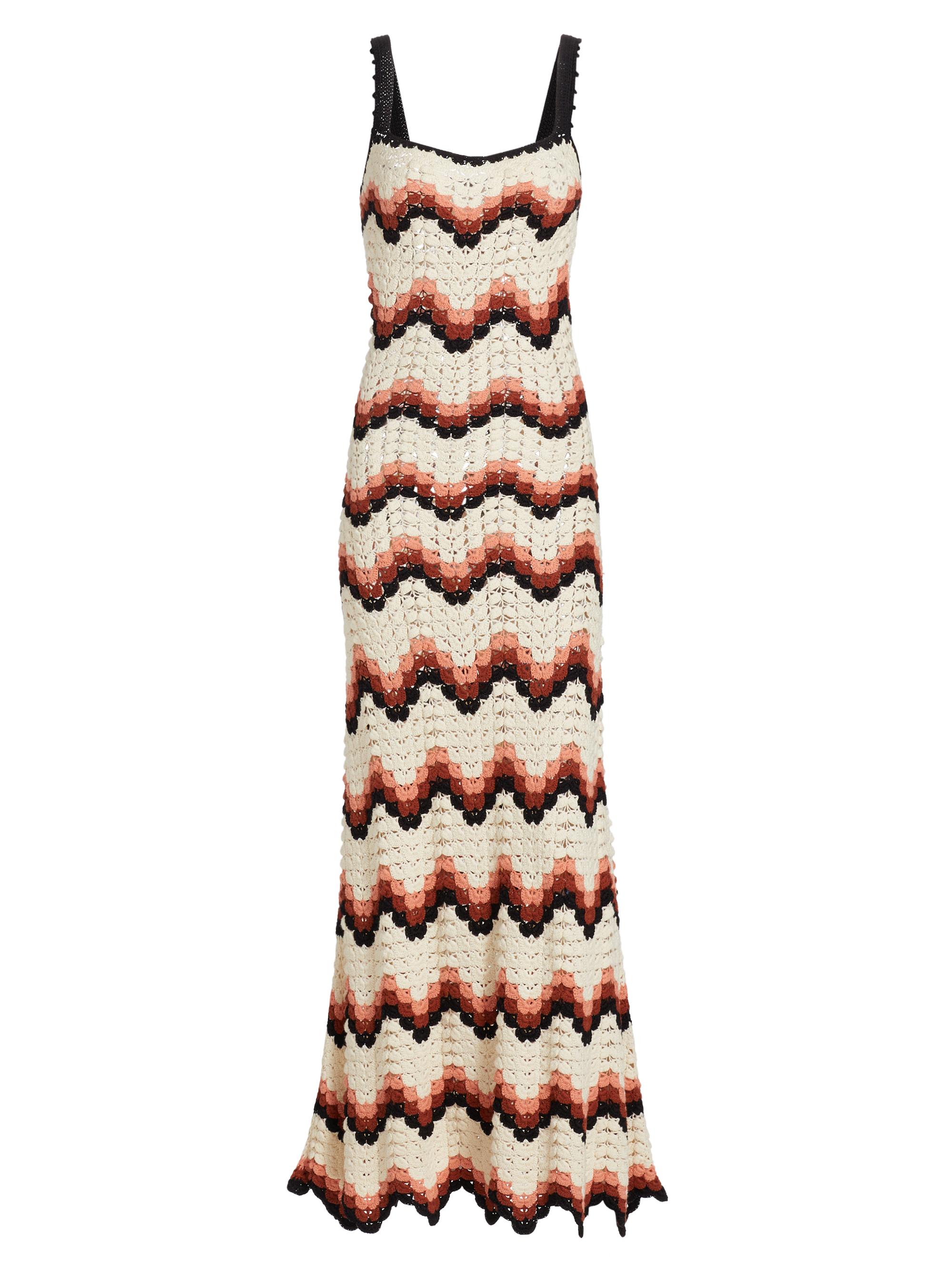 Escvdo Women's Camino Marea Crochet Maxi Dress - Peach Black