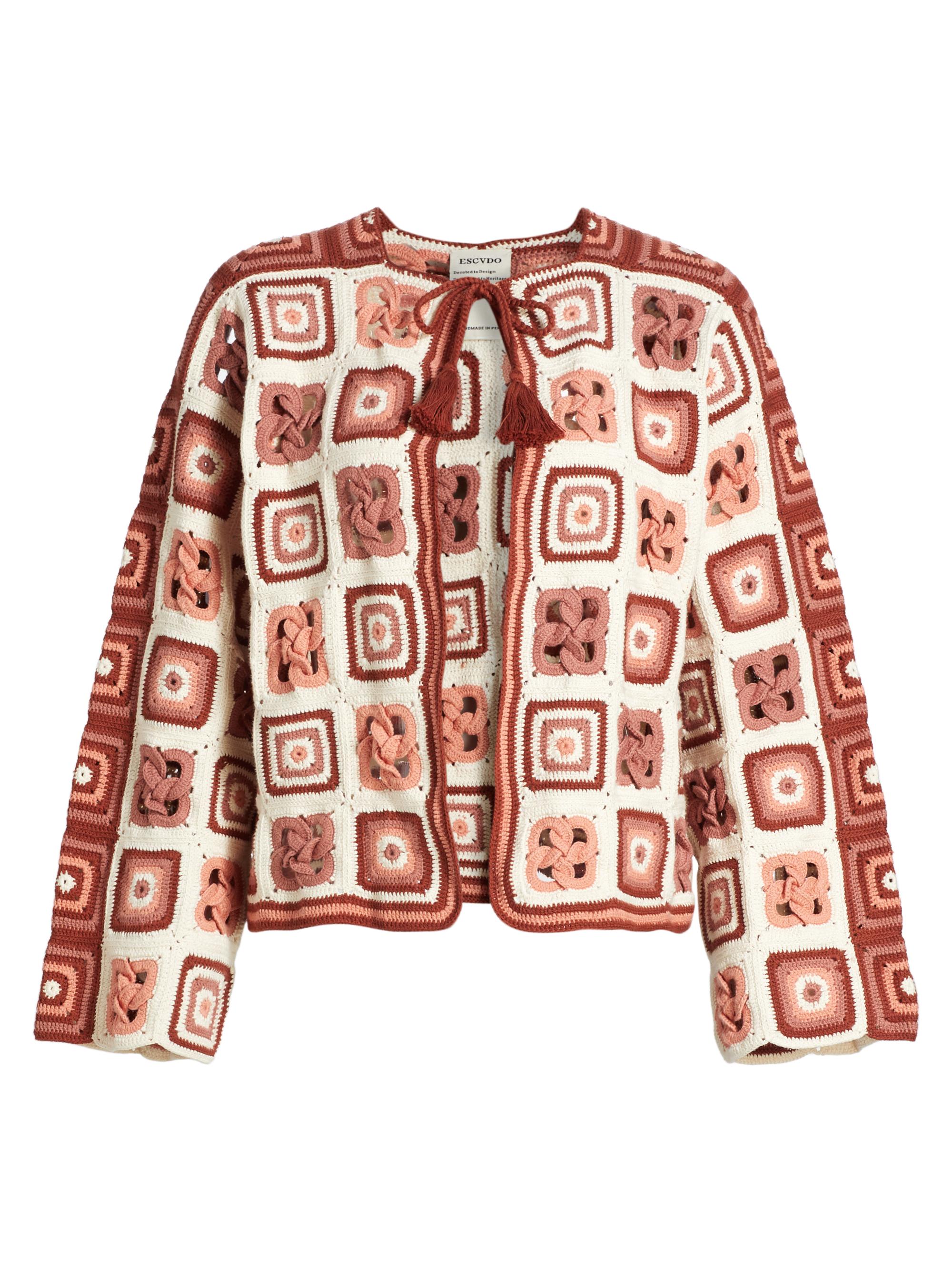 Escvdo Women's Camino Santeria Crochet Cardigan -  Brown