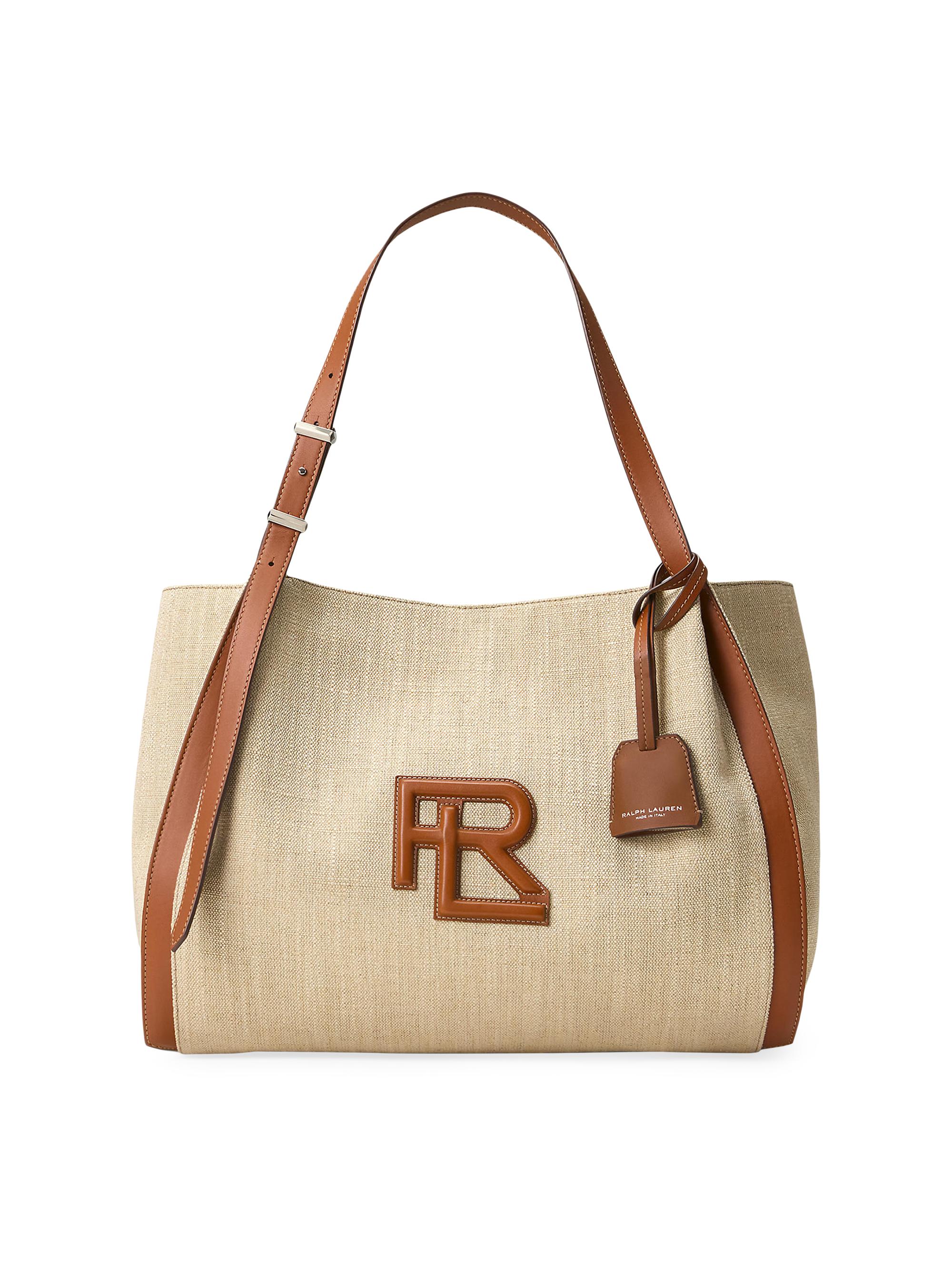 Ralph Lauren Collection Women's RL 888 Leather-Trimmed Woven Tote Bag - Natural