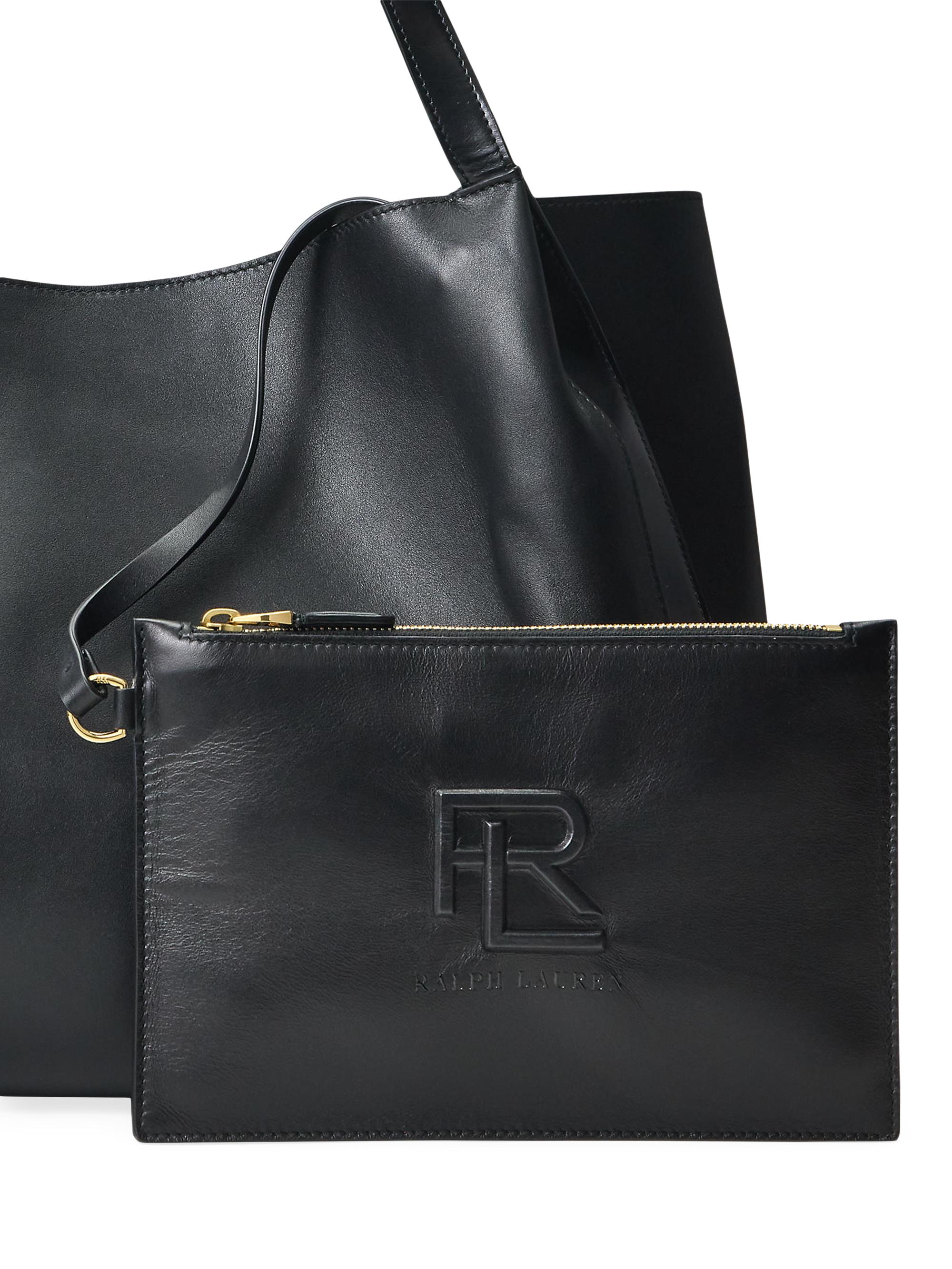 バッグ Lauren Ralph Lauren Black Leather Tote Leather Tote | Totes & Backpacks Handbags | Ralph Lauren