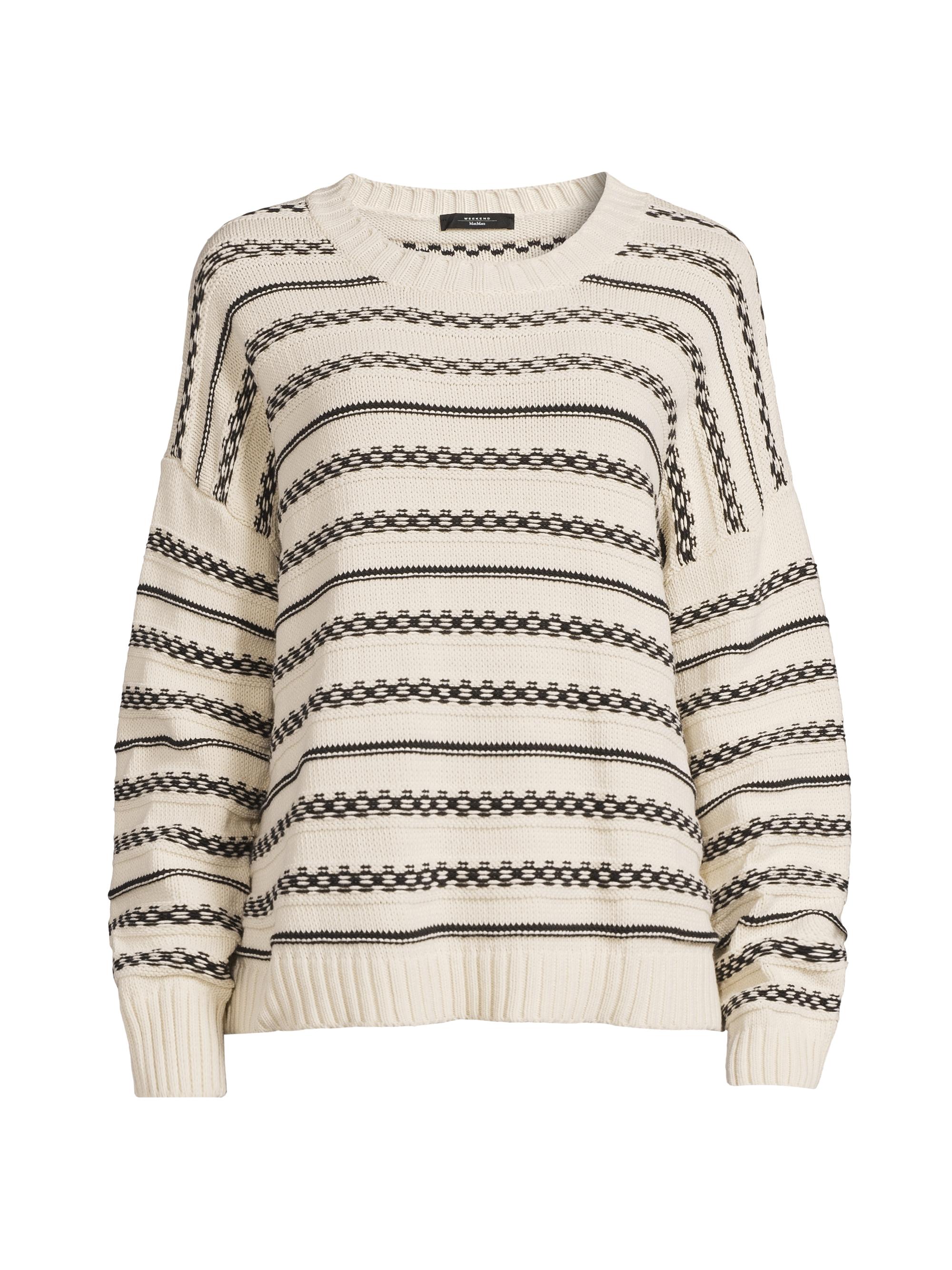 Weekend Max Mara Women's Foster Cotton-Blend Checkered Stripe Sweater - Navy