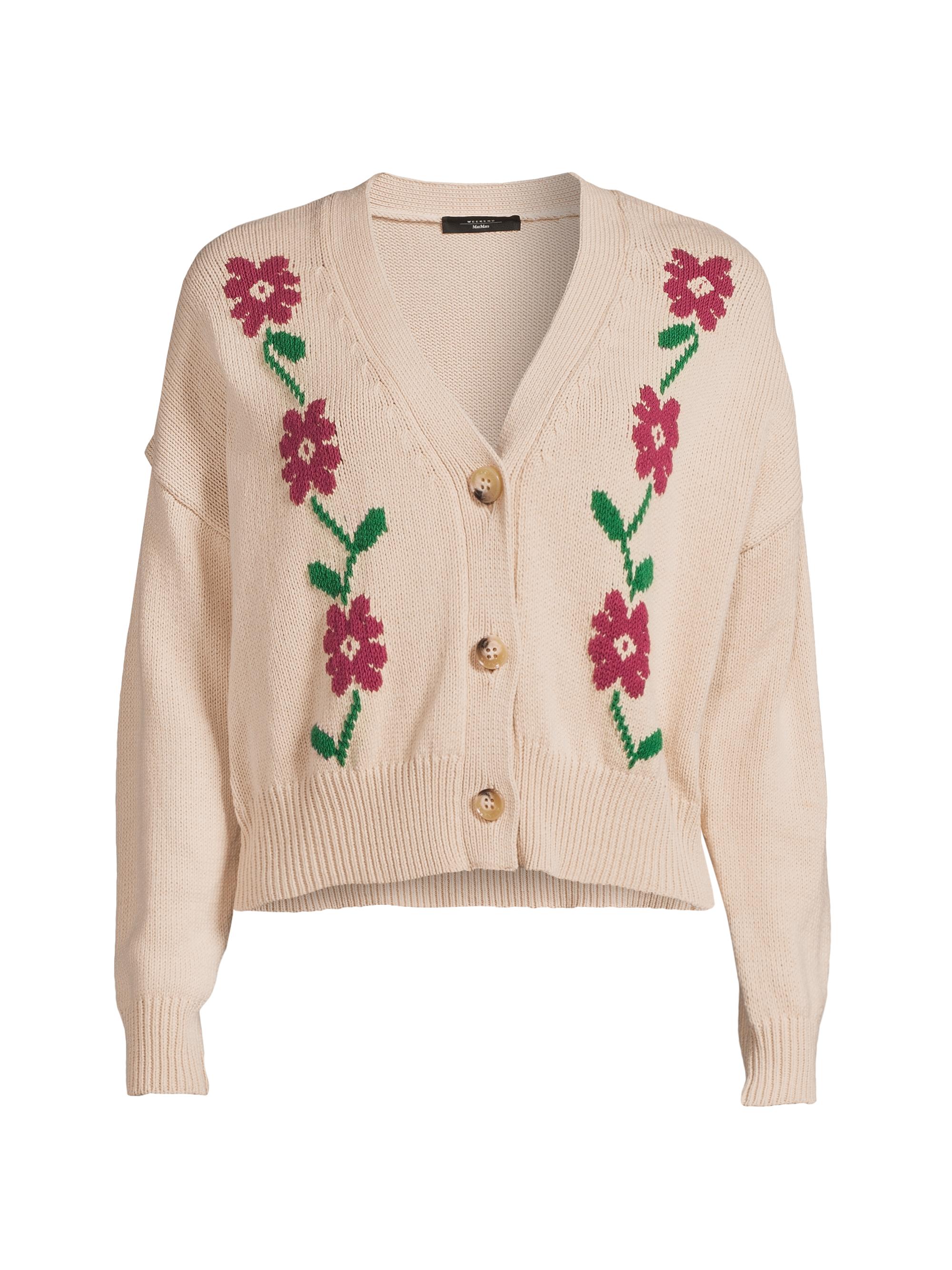 Weekend Max Mara Women's Teulada Cotton-Blend Floral Cardigan - Beige