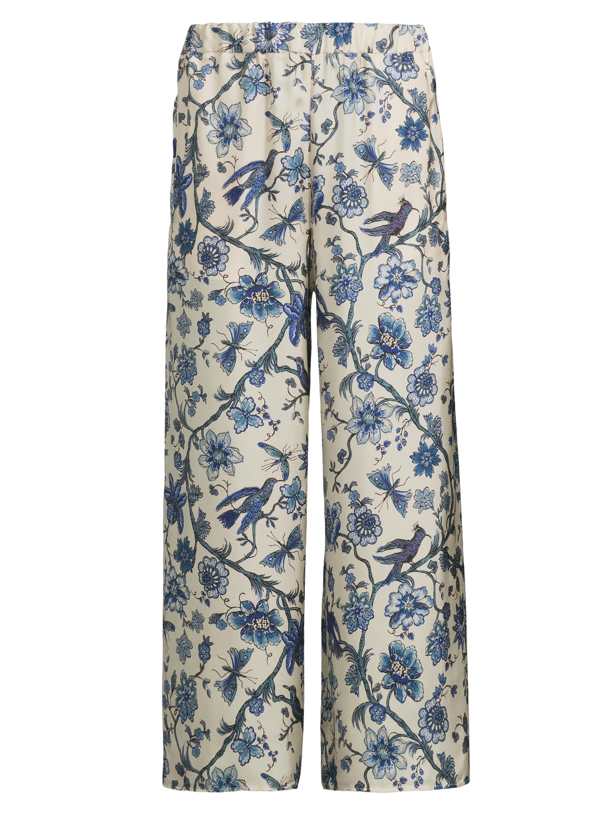 Weekend Max Mara Women's Tortona Silk Floral Pants - Light Blue