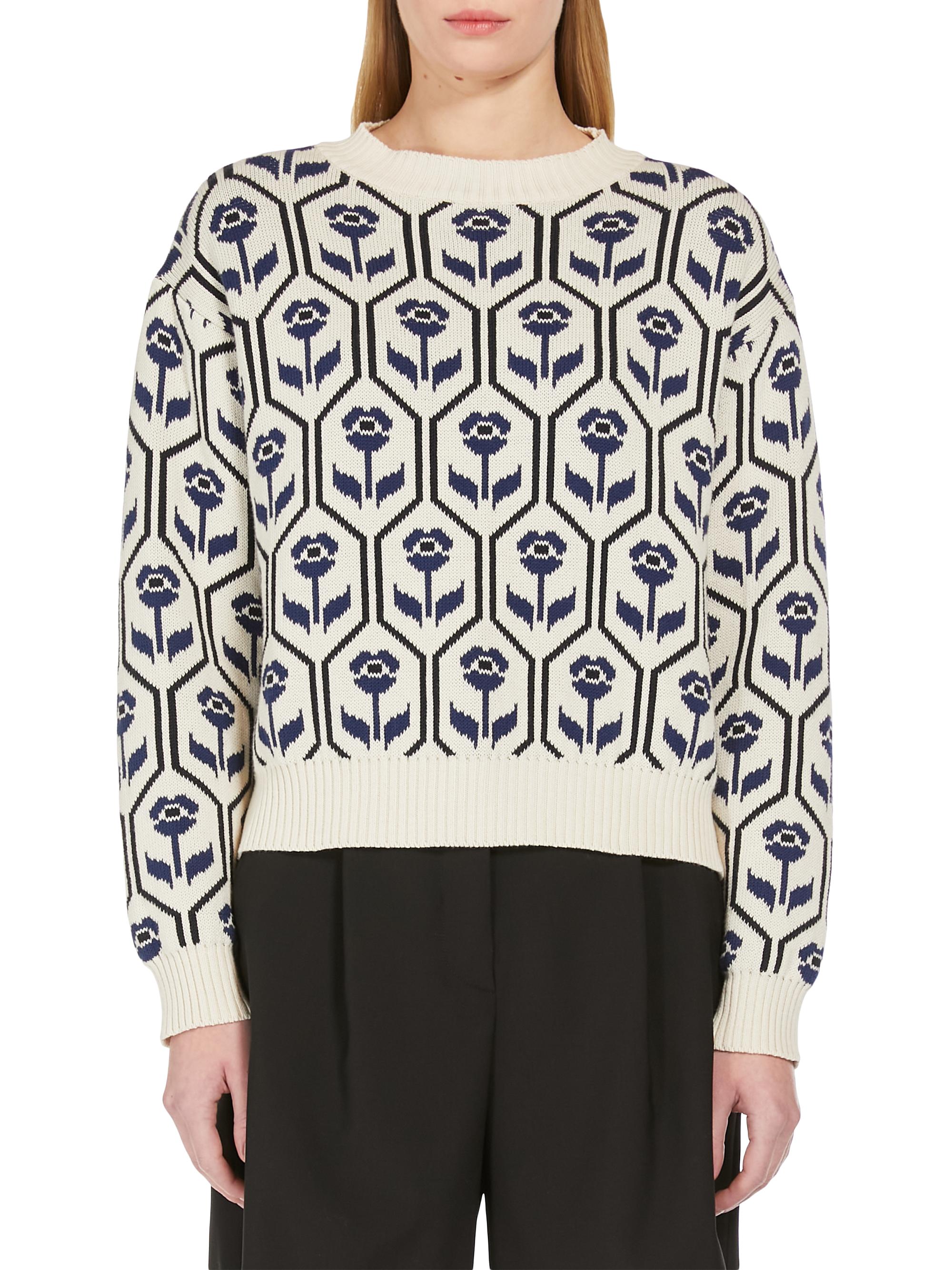 Weekend Max Mara Women's Odeon Floral Stretch Cotton Sweater - Ecru