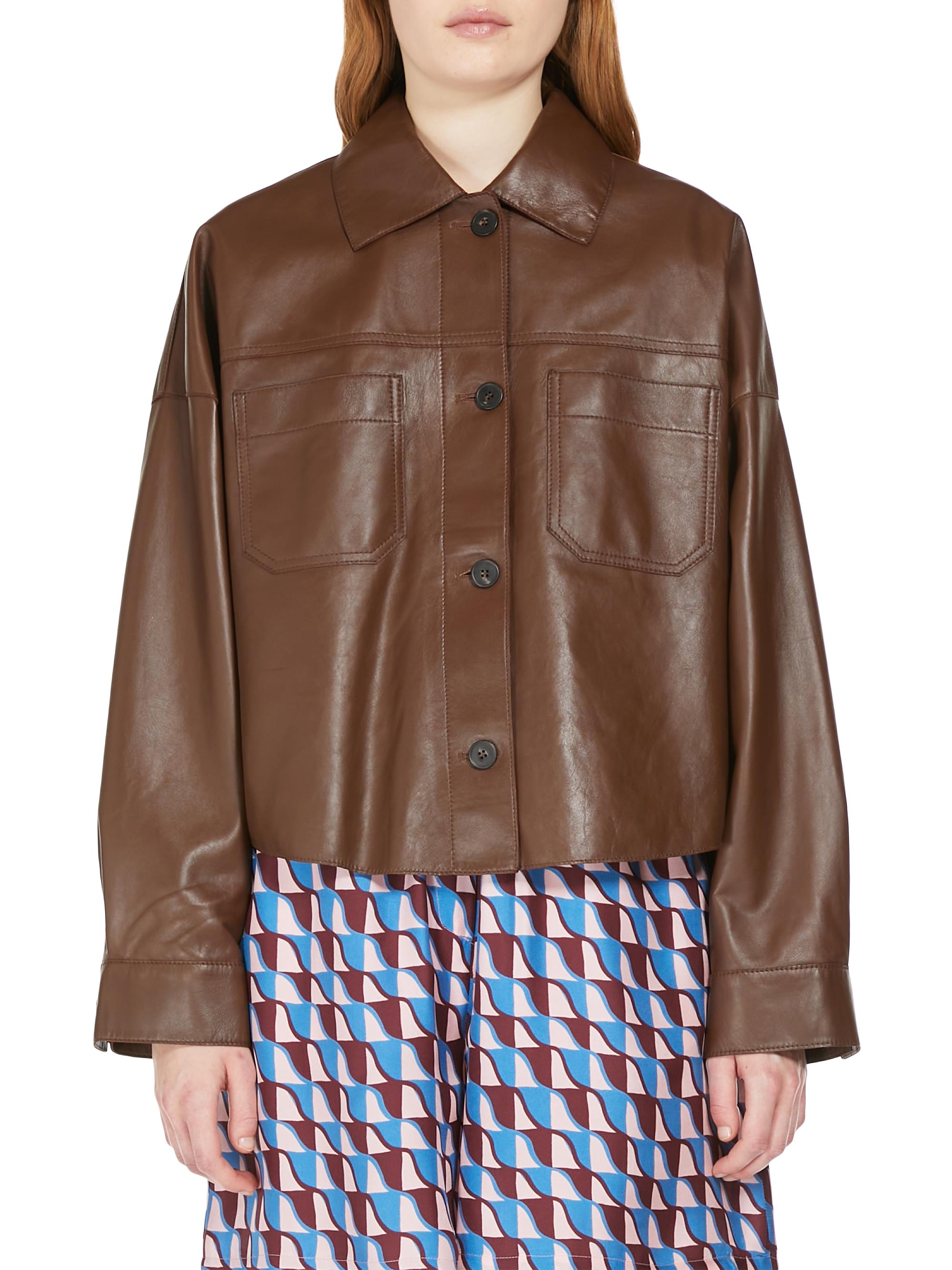 Weekend Max Mara Buono Boxy Leather Shirt-Jacket | Saks