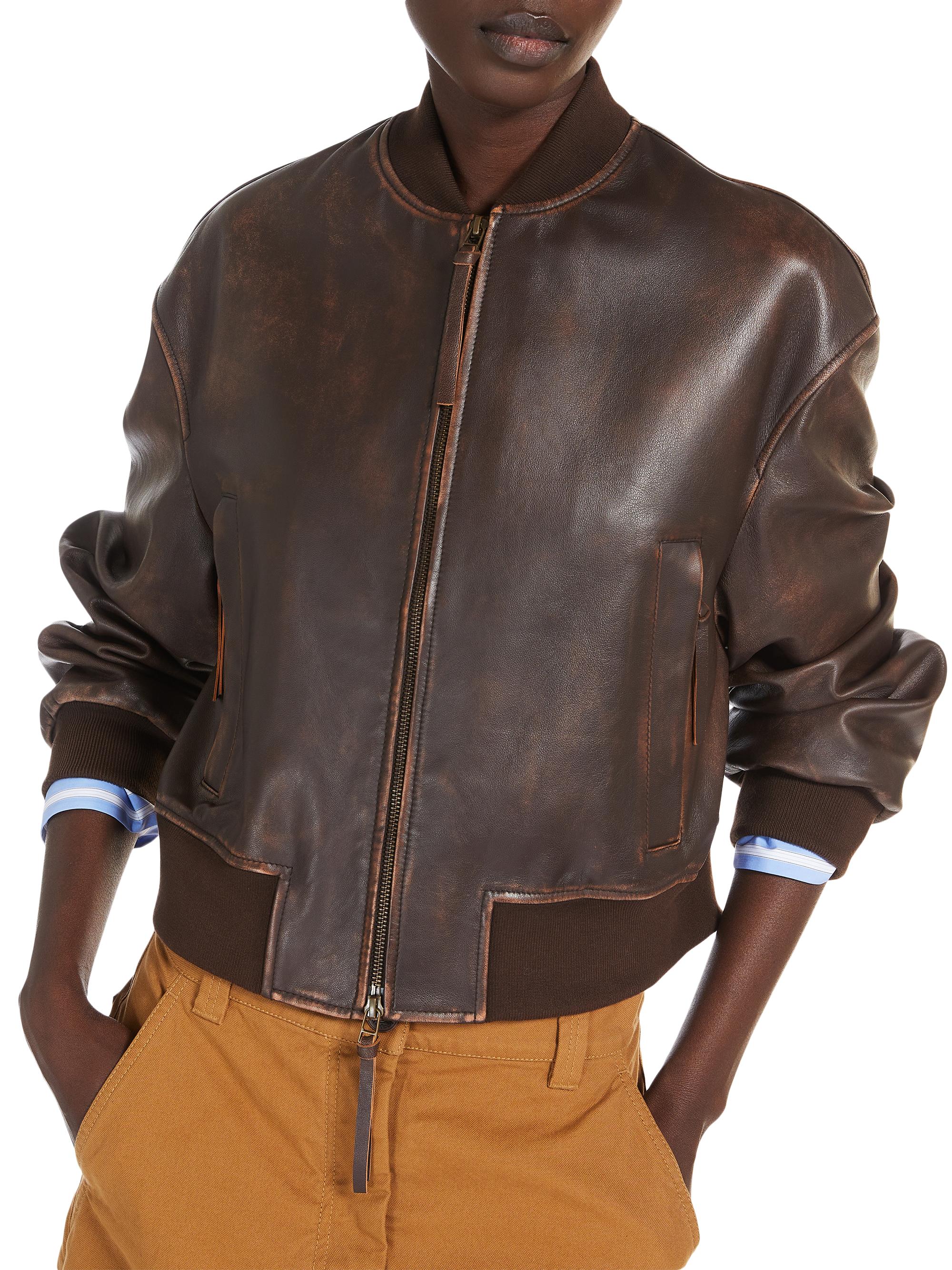 Weekend Max Mara Hiltex Leather Bomber Jacket | Saks Fifth Avenue